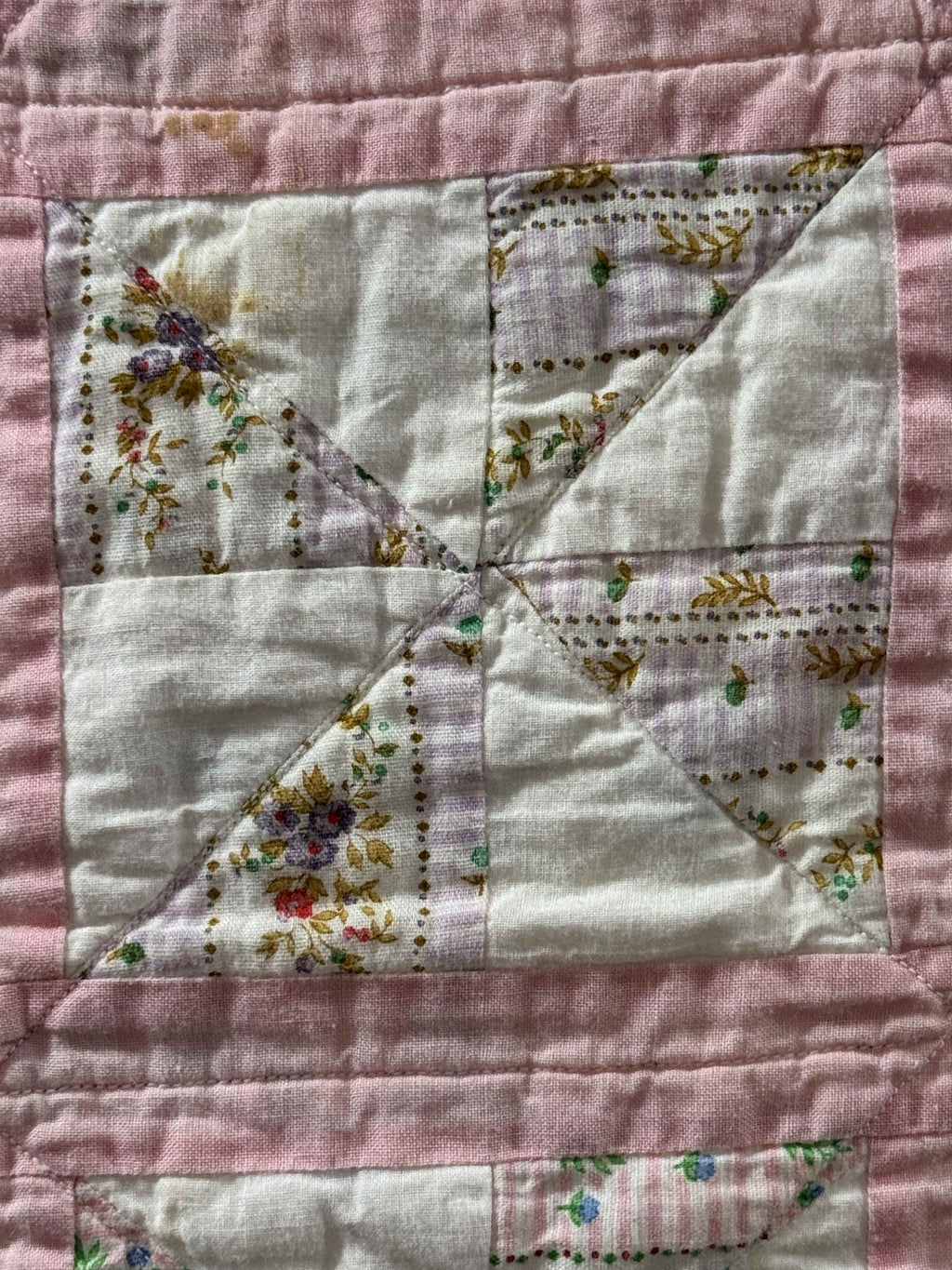 Vintage Feed Sack Pinwheel Crib Quilt