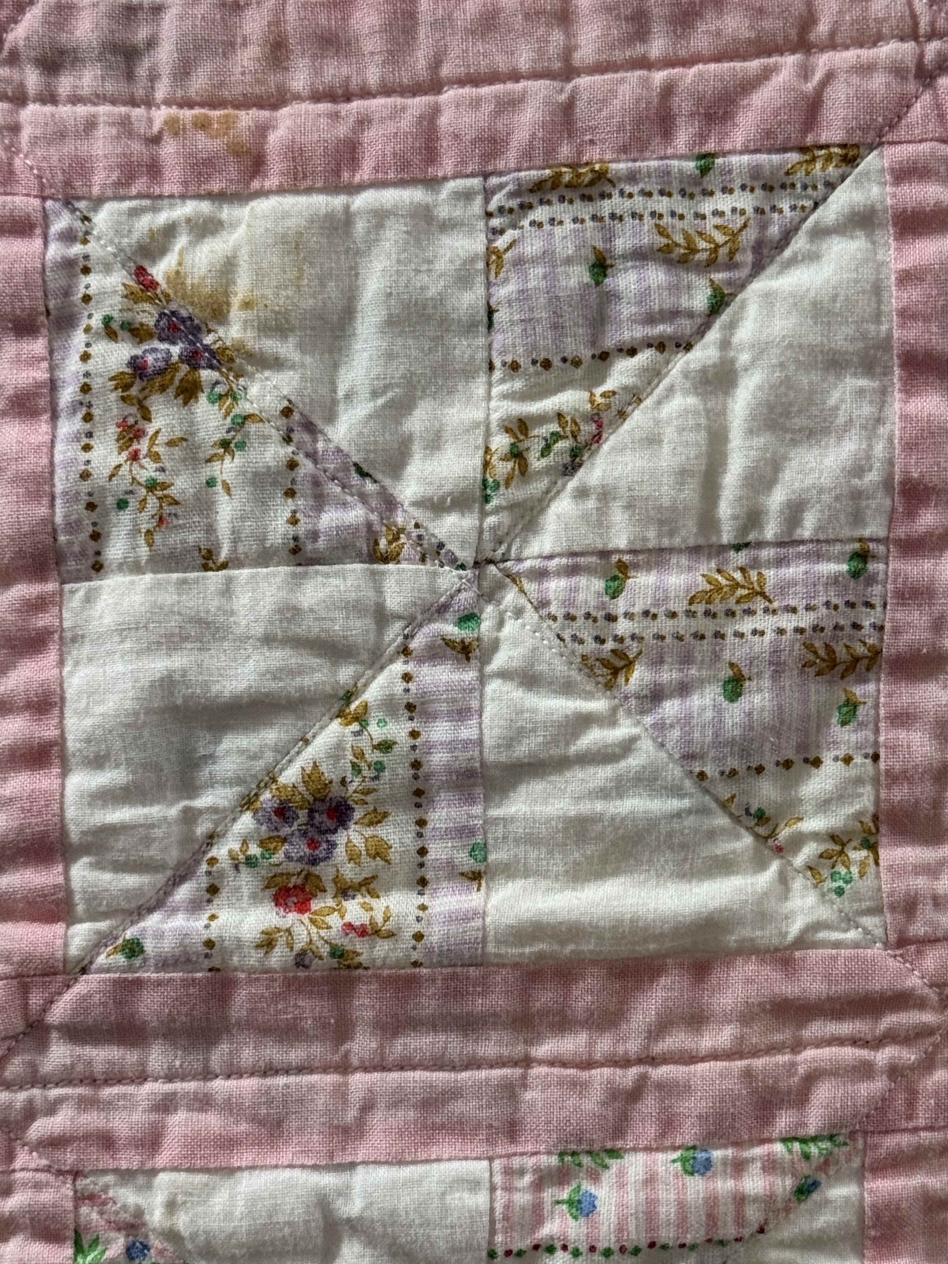 Vintage Feed Sack Pinwheel Crib Quilt