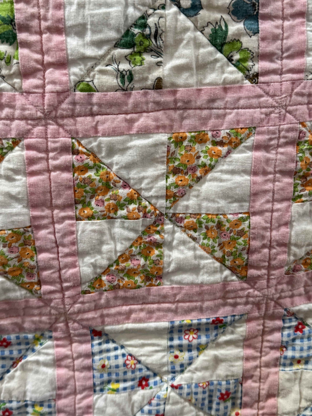 Vintage Feed Sack Pinwheel Crib Quilt