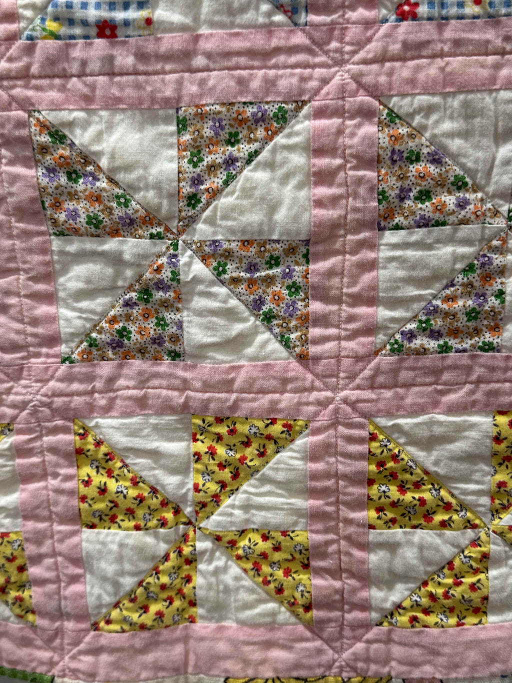 Vintage Feed Sack Pinwheel Crib Quilt