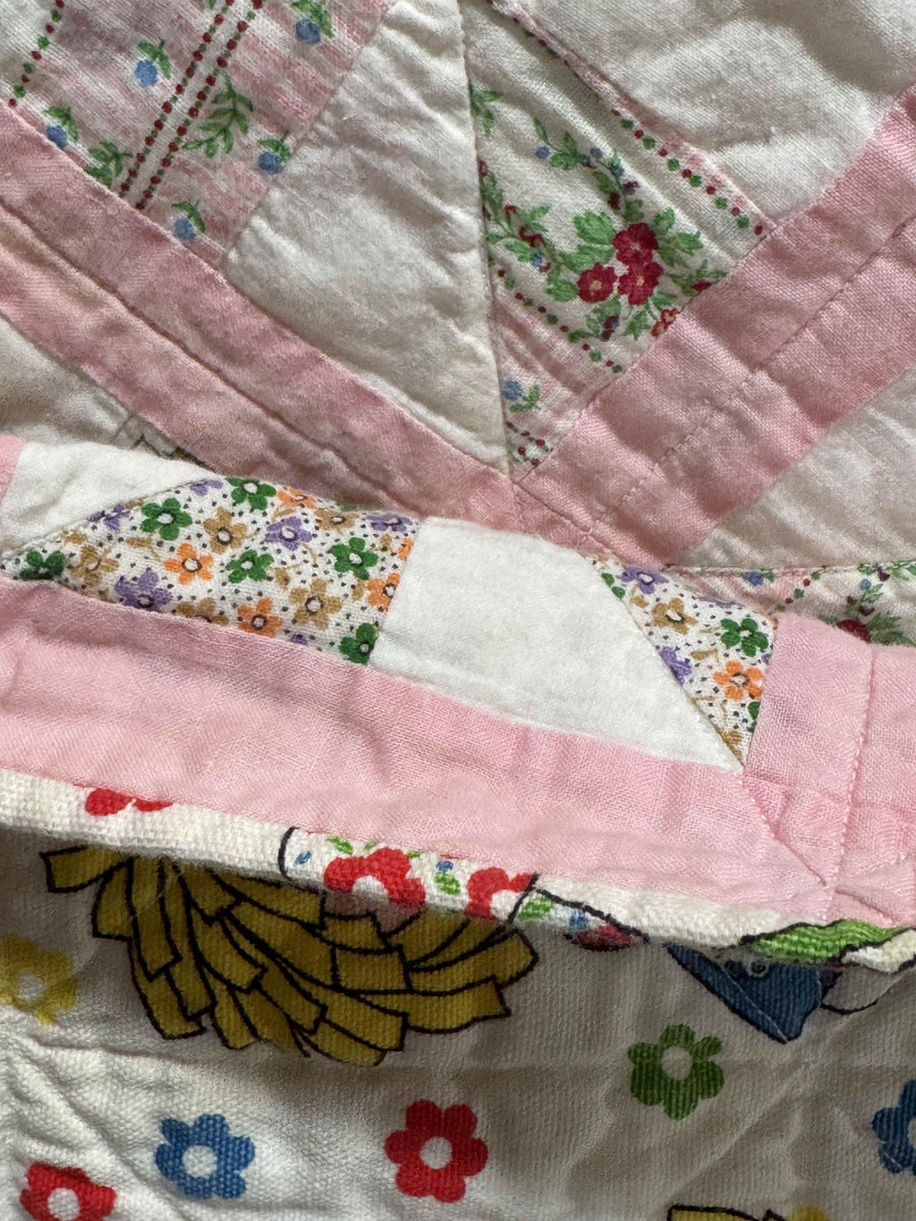 Vintage Feed Sack Pinwheel Crib Quilt