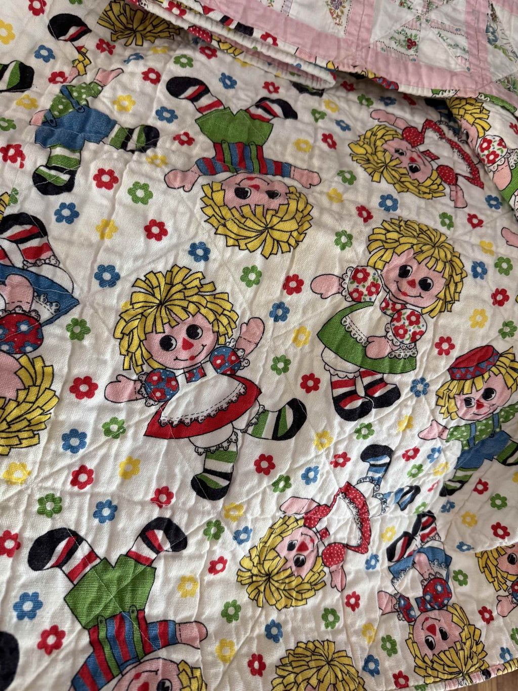 Vintage Feed Sack Pinwheel Crib Quilt