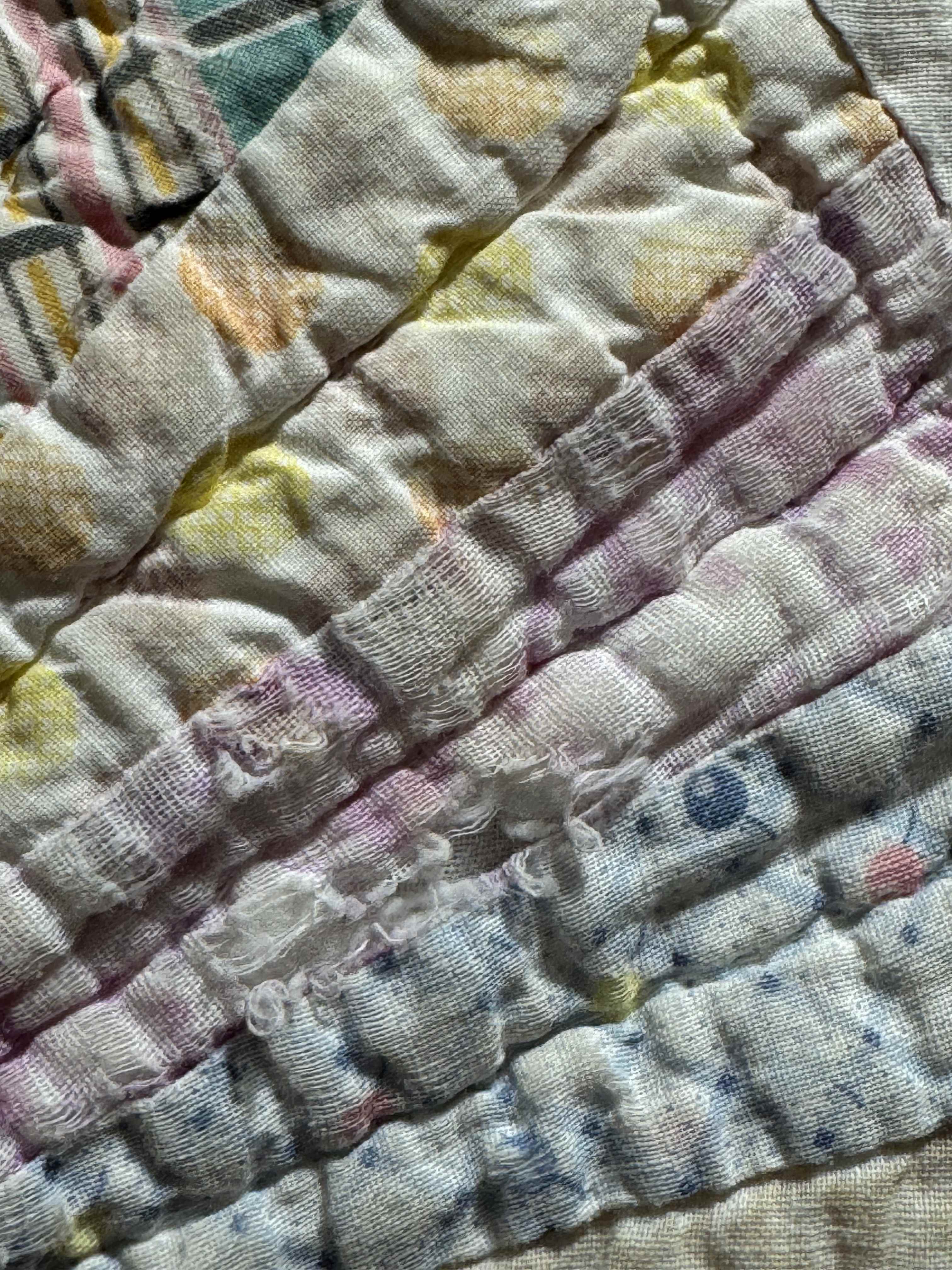 **SOLD** Vintage Grandmother's Fan Pink Feed Sack Quilt **SOLD**