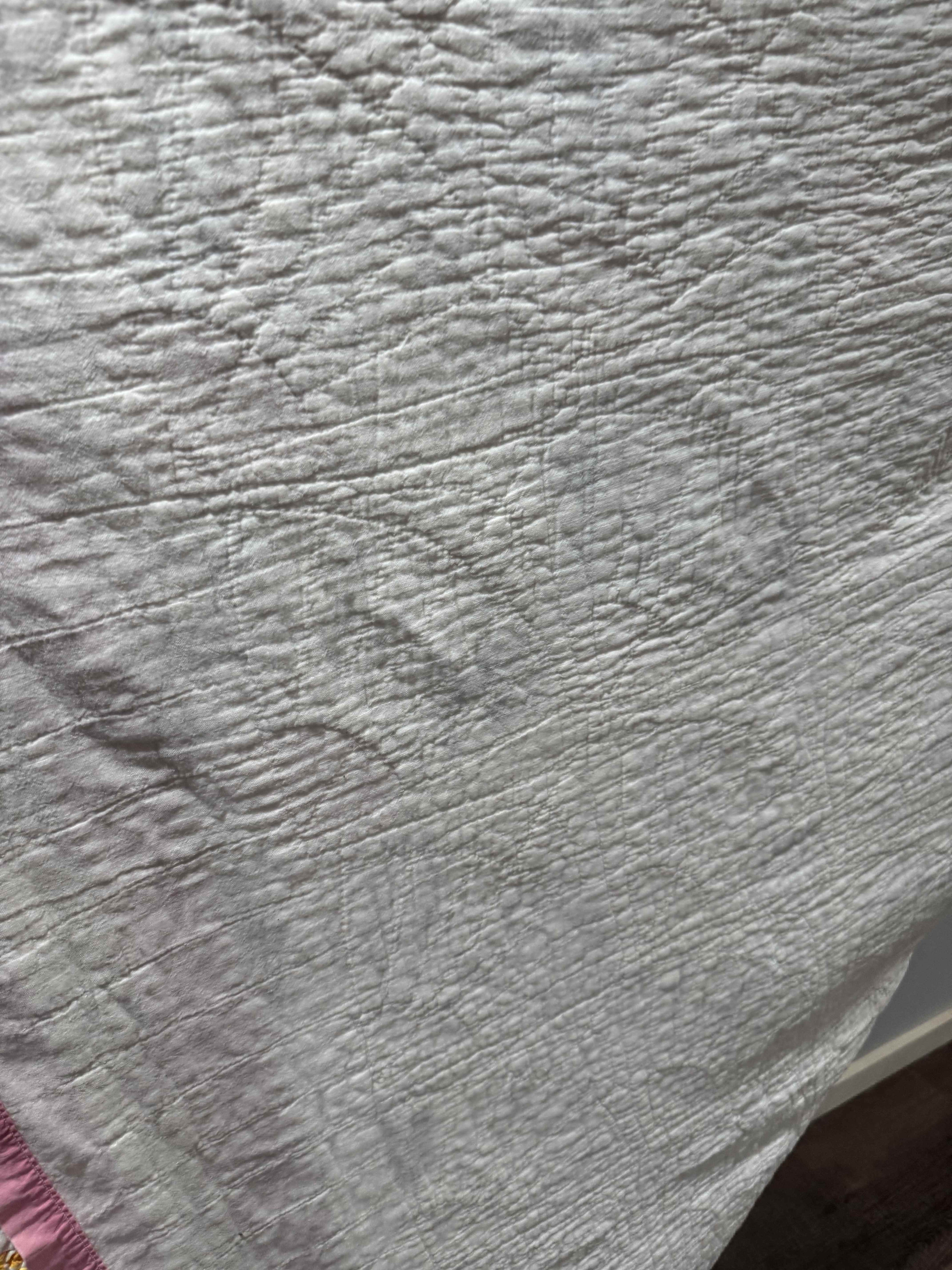 **SOLD** Vintage Grandmother's Fan Pink Feed Sack Quilt **SOLD**