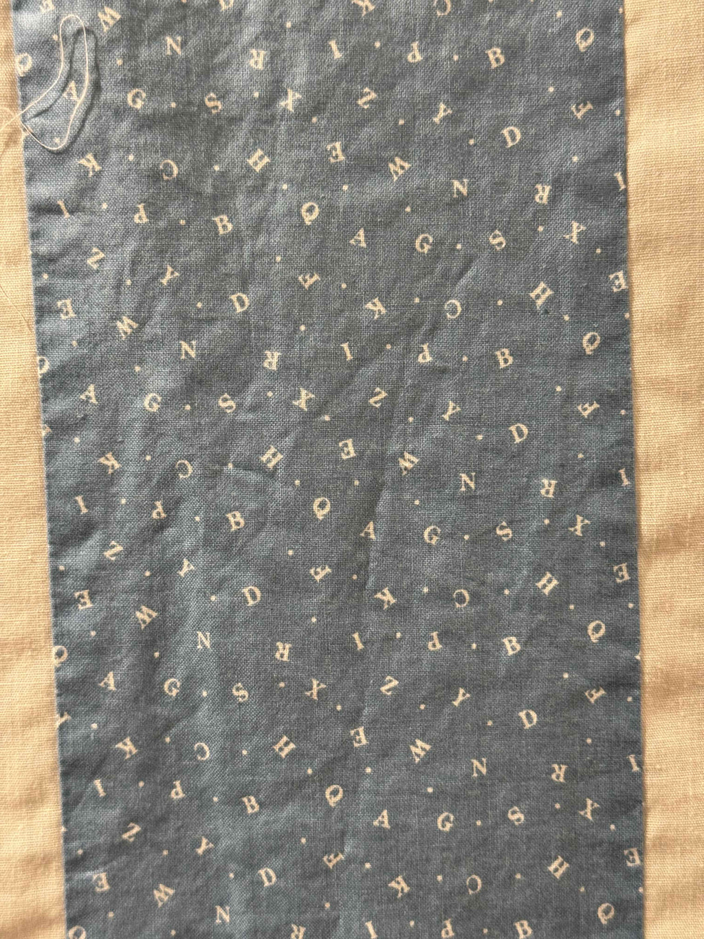 Vintage Embroidered Blue Sashed Quilt Top