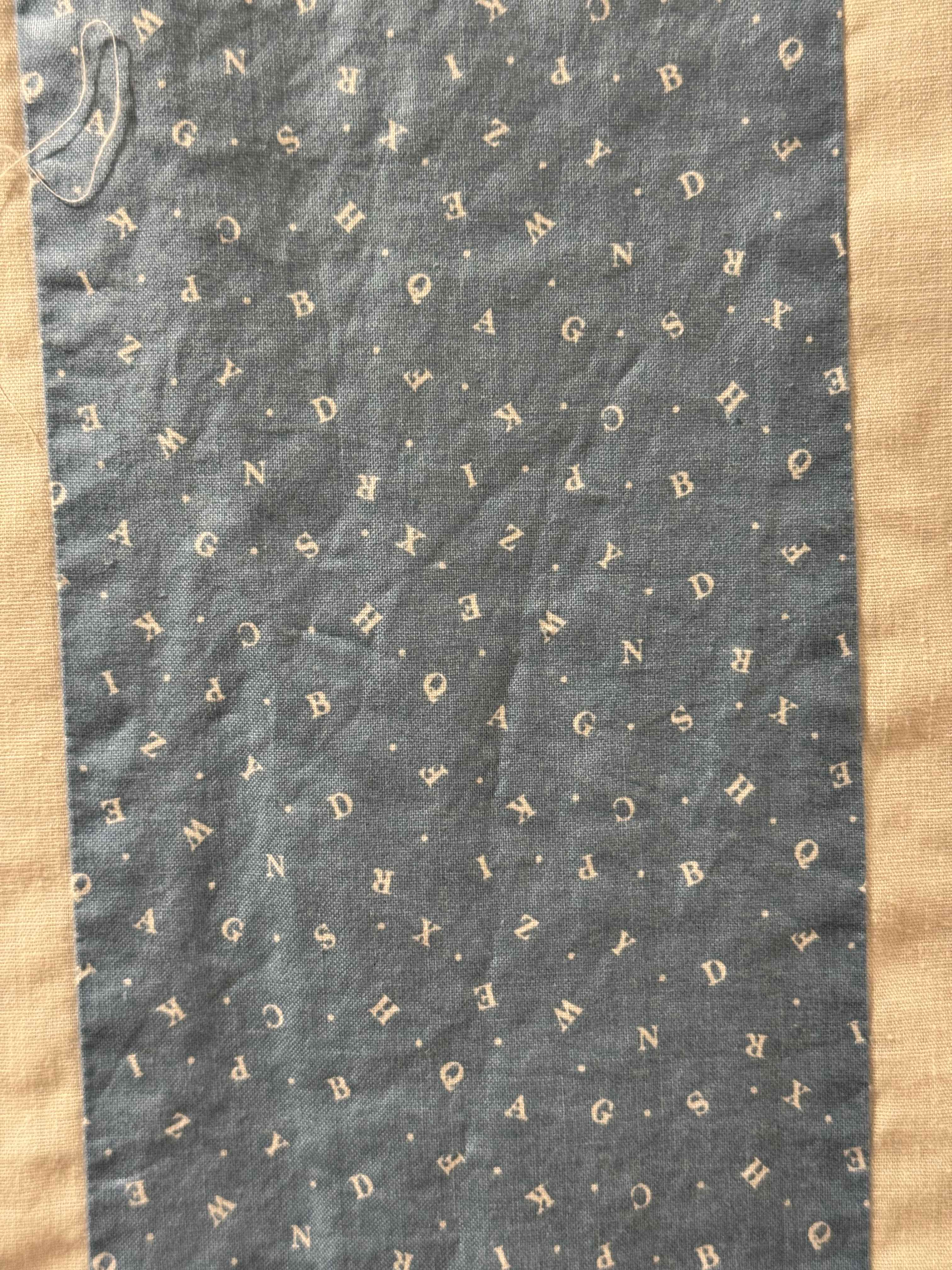 Vintage Embroidered Blue Sashed Quilt Top
