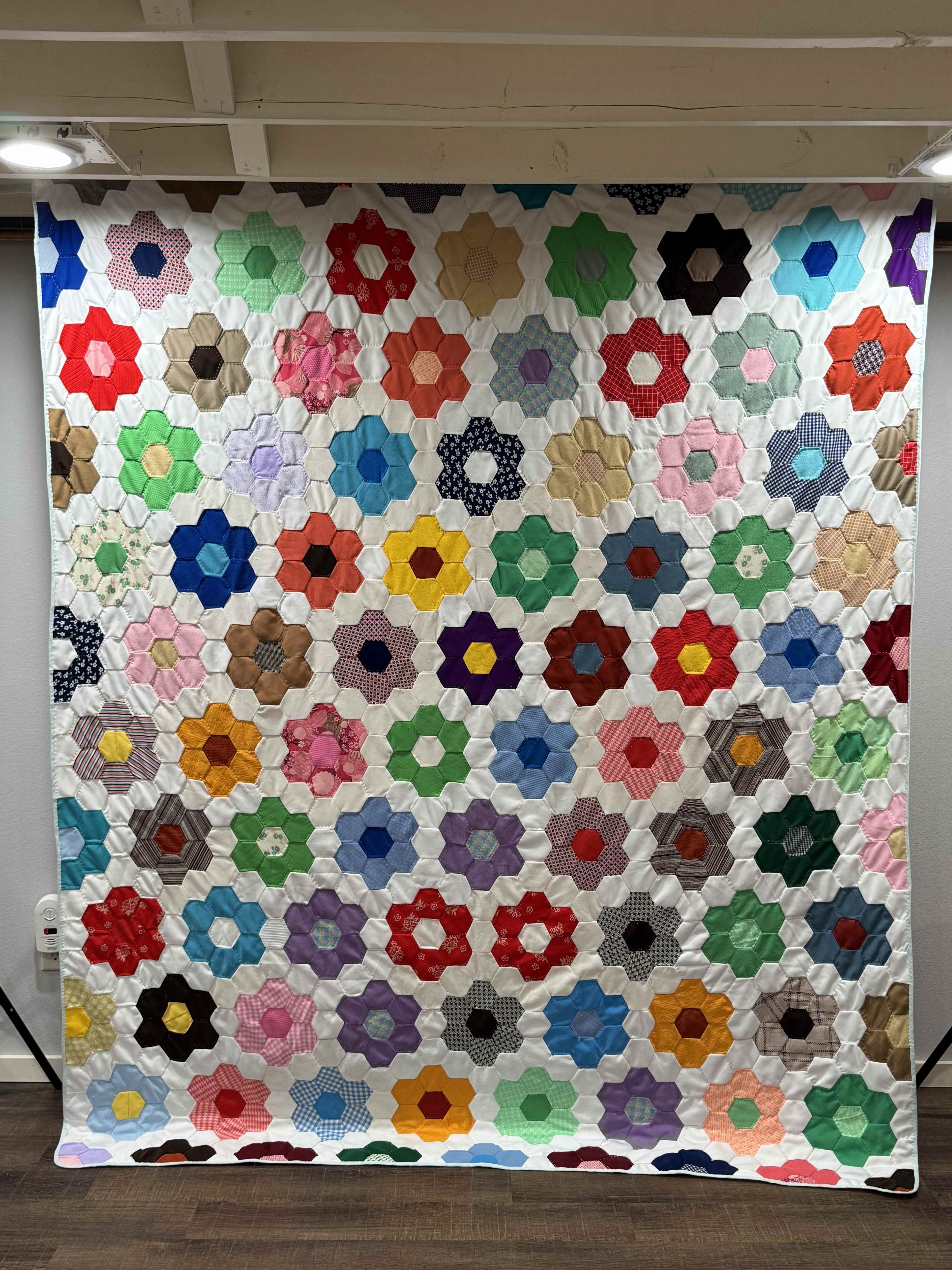 Vintage Grandmother's Flower Garden Quilt