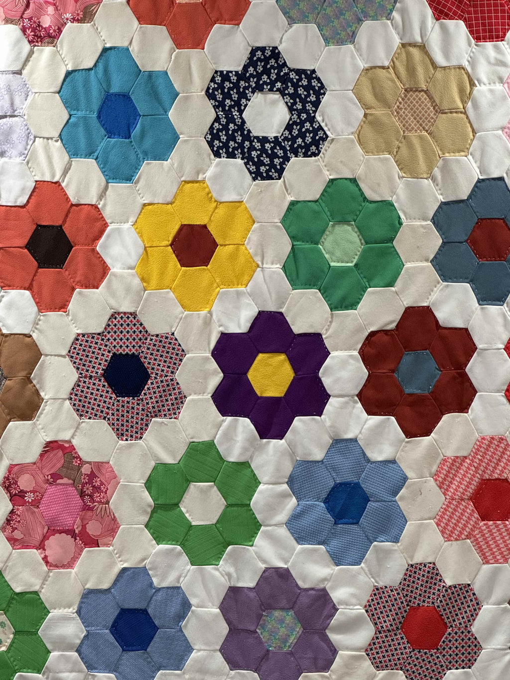 Vintage Grandmother's Flower Garden Quilt