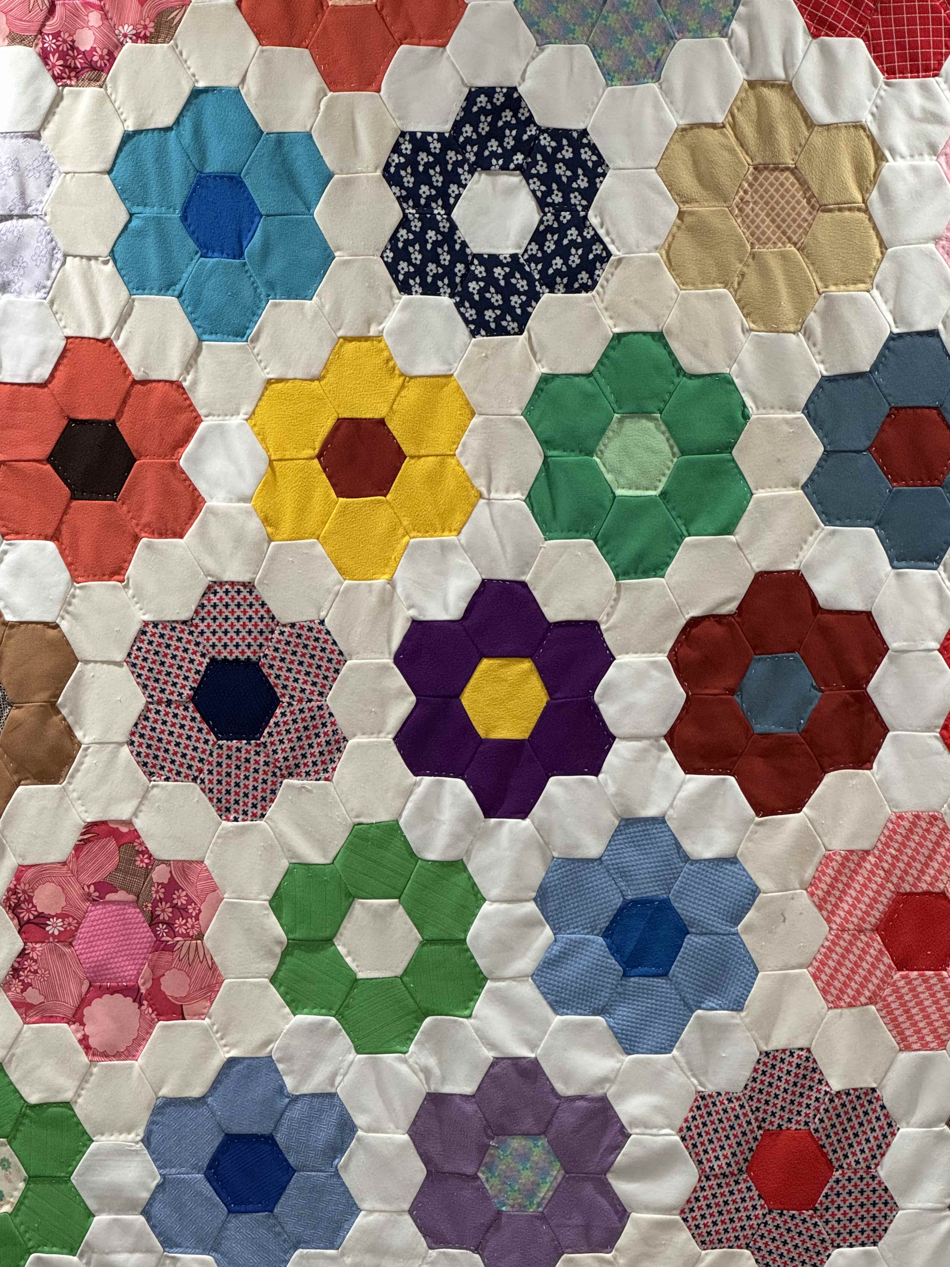 Vintage Grandmother's Flower Garden Quilt