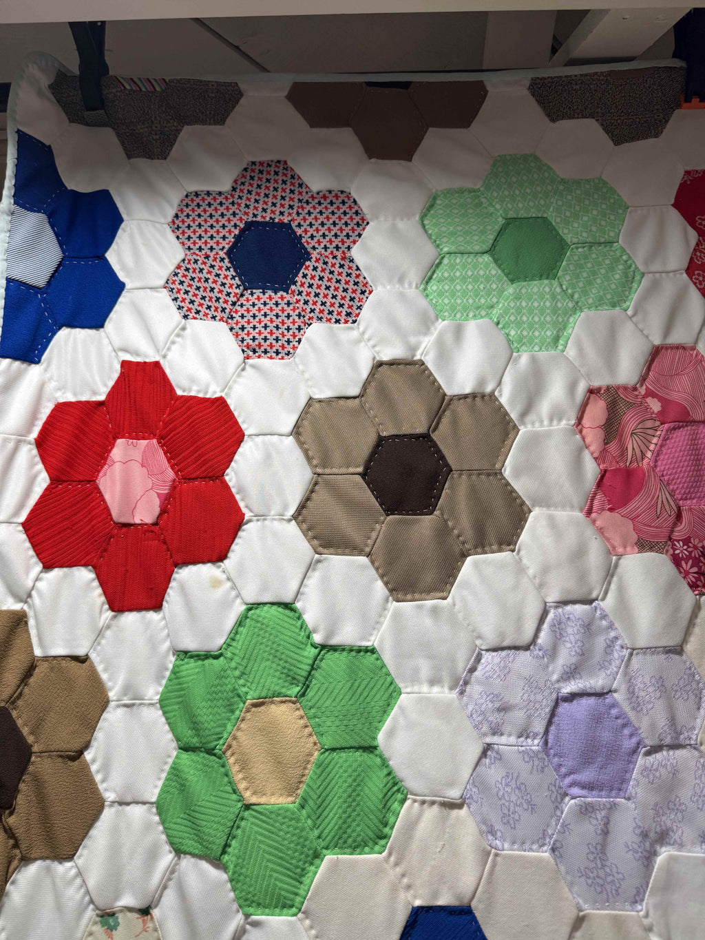Vintage Grandmother's Flower Garden Quilt