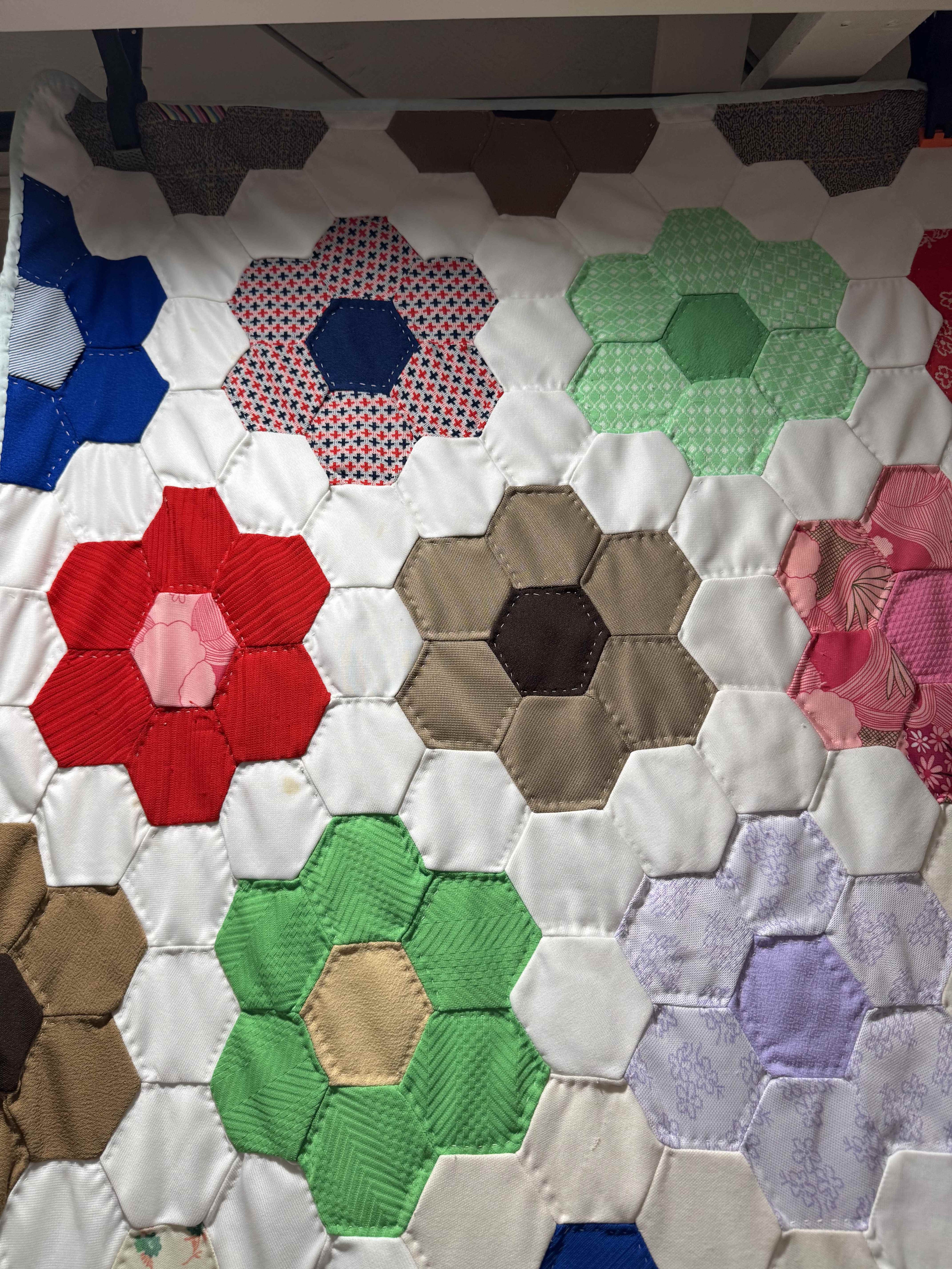 Vintage Grandmother's Flower Garden Quilt