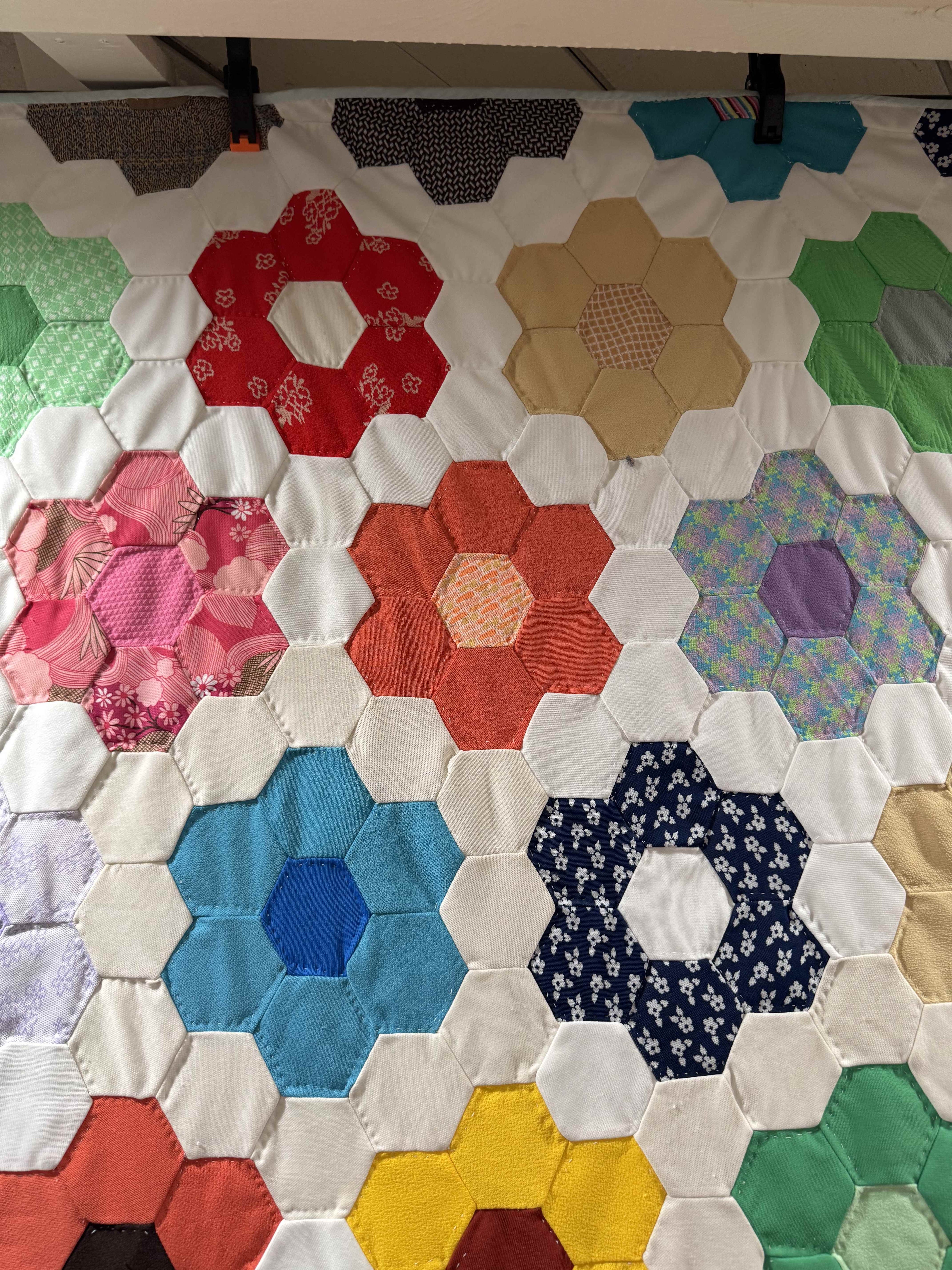 Vintage Grandmother's Flower Garden Quilt