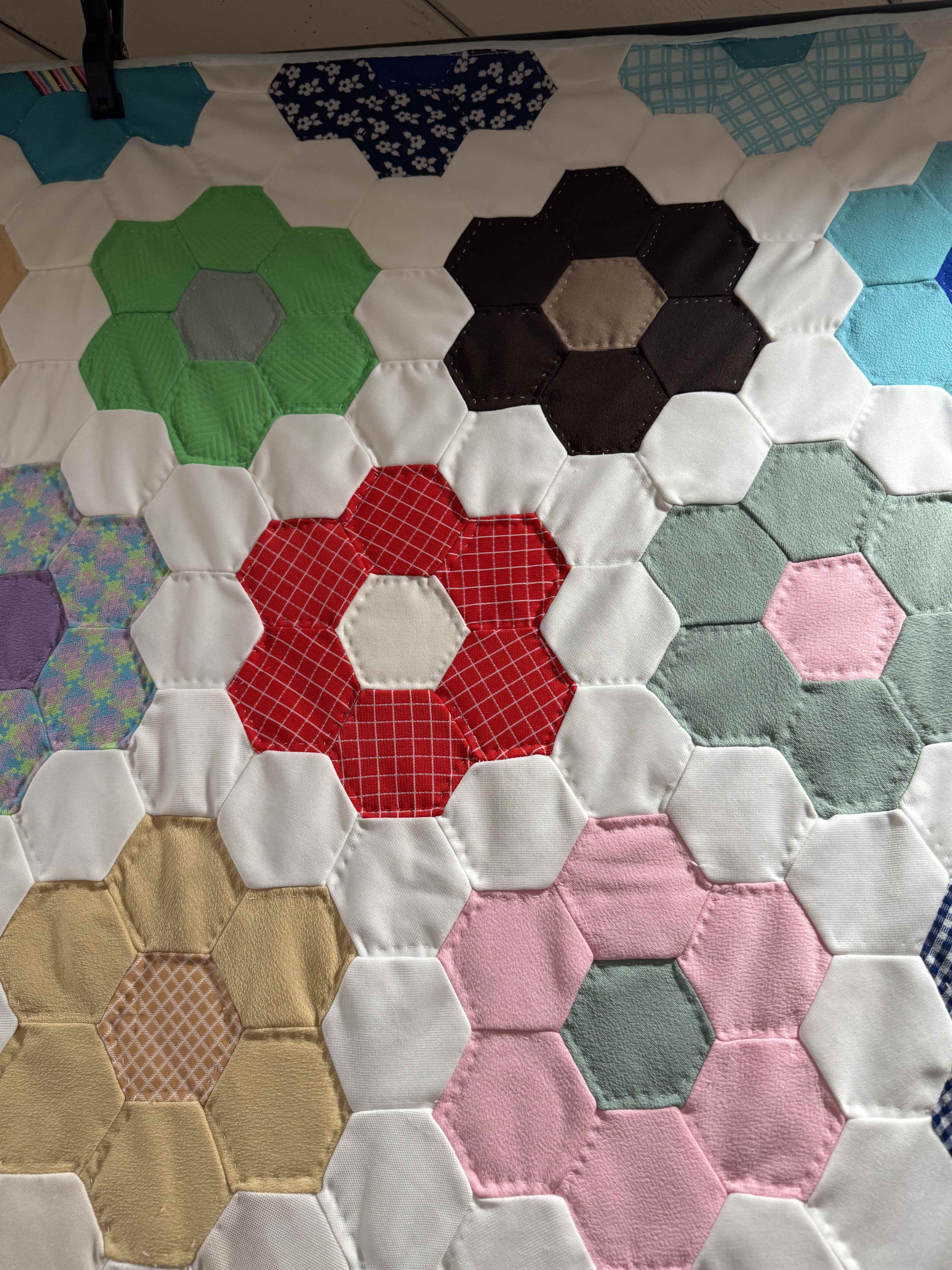 Vintage Grandmother's Flower Garden Quilt