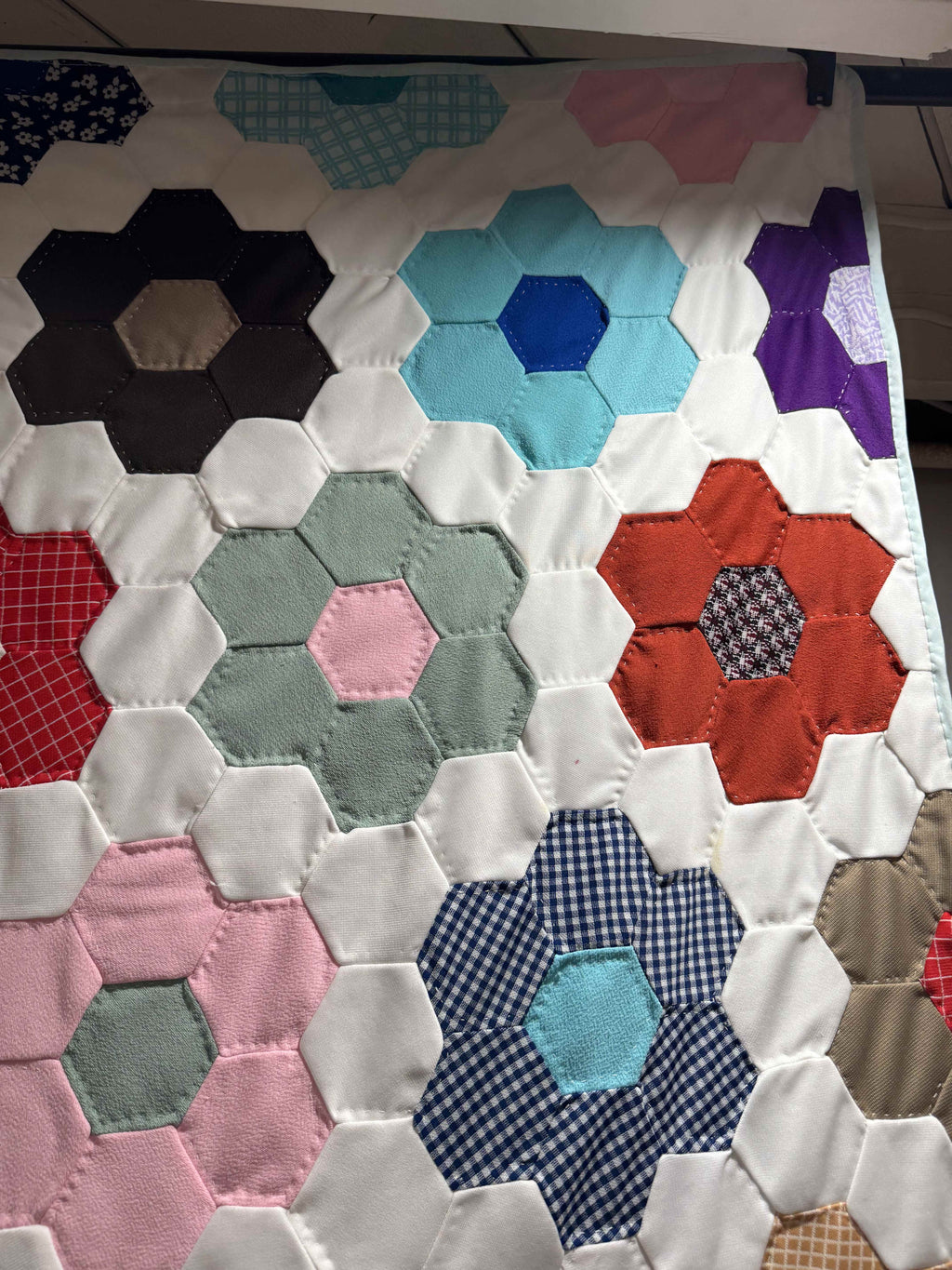 Vintage Grandmother's Flower Garden Quilt