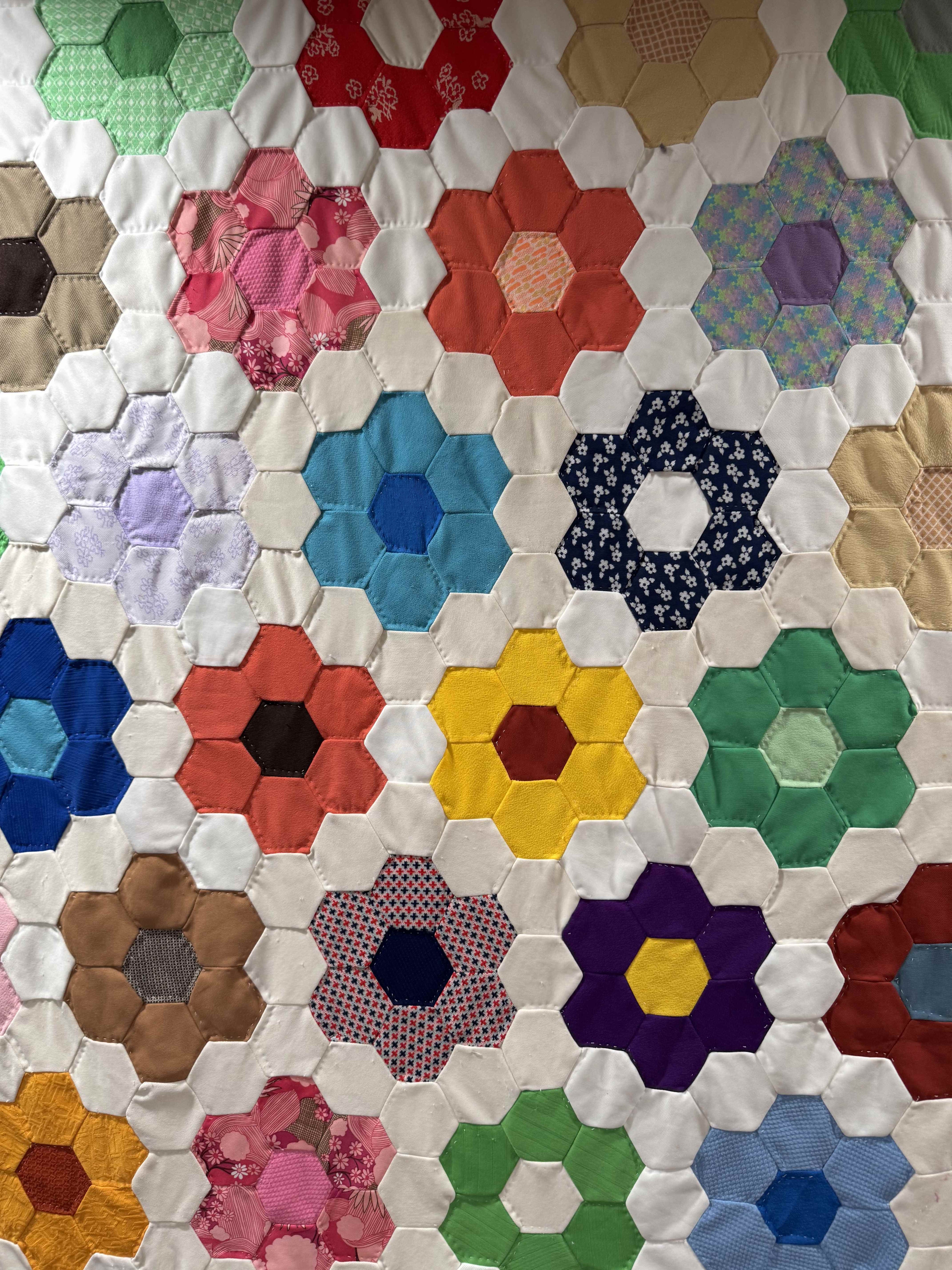 Vintage Grandmother's Flower Garden Quilt