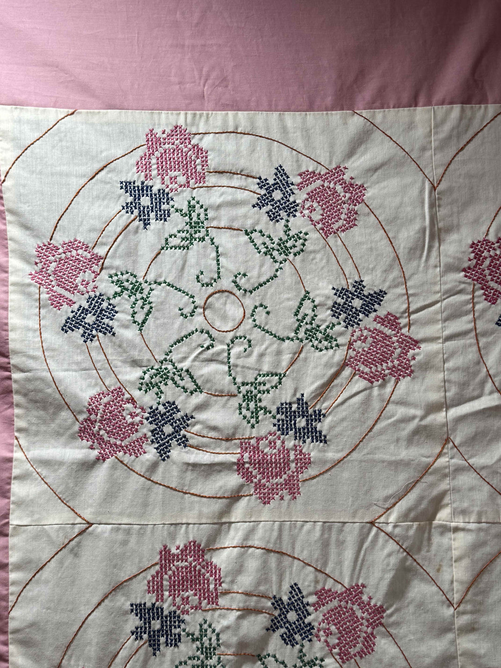 Vintage Embroidered Mauve with Crowns Top