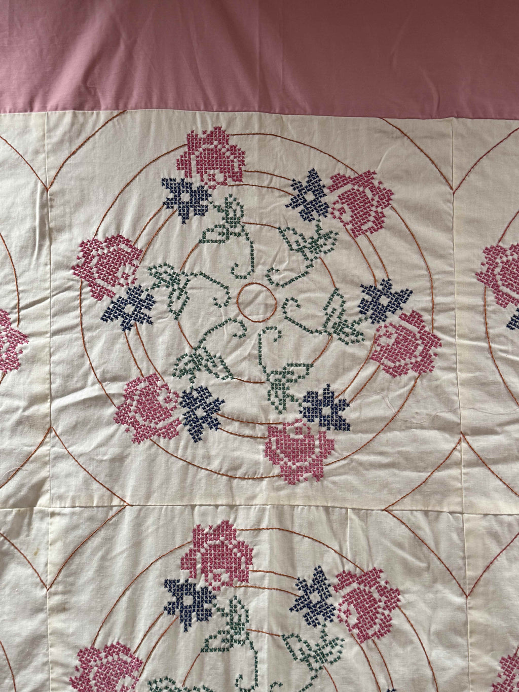 Vintage Embroidered Mauve with Crowns Top