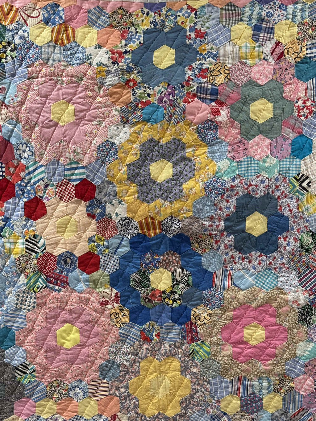 Vintage Grandmother's Flower Garden Crib Quilt