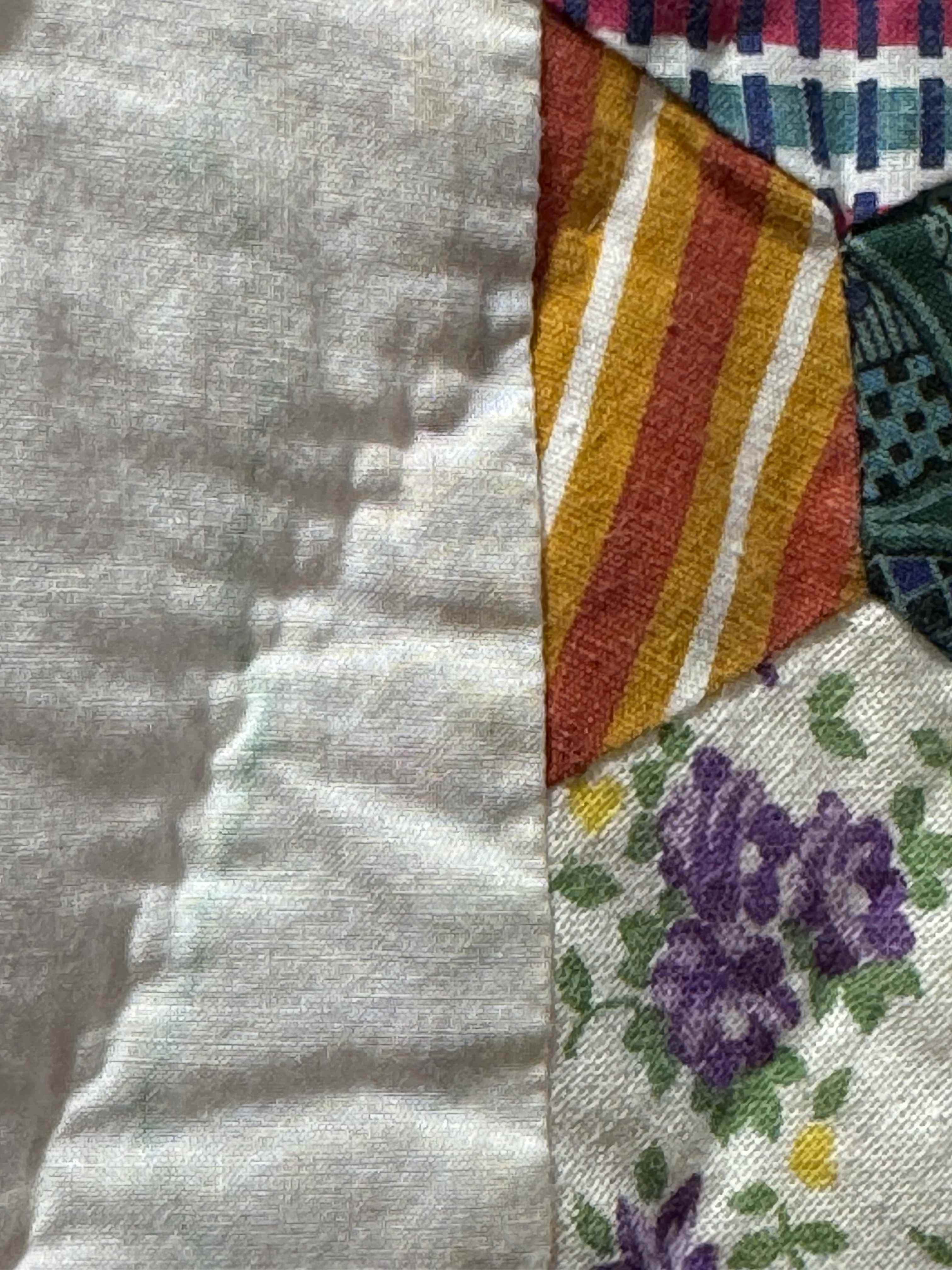 Vintage Grandmother's Flower Garden Crib Quilt