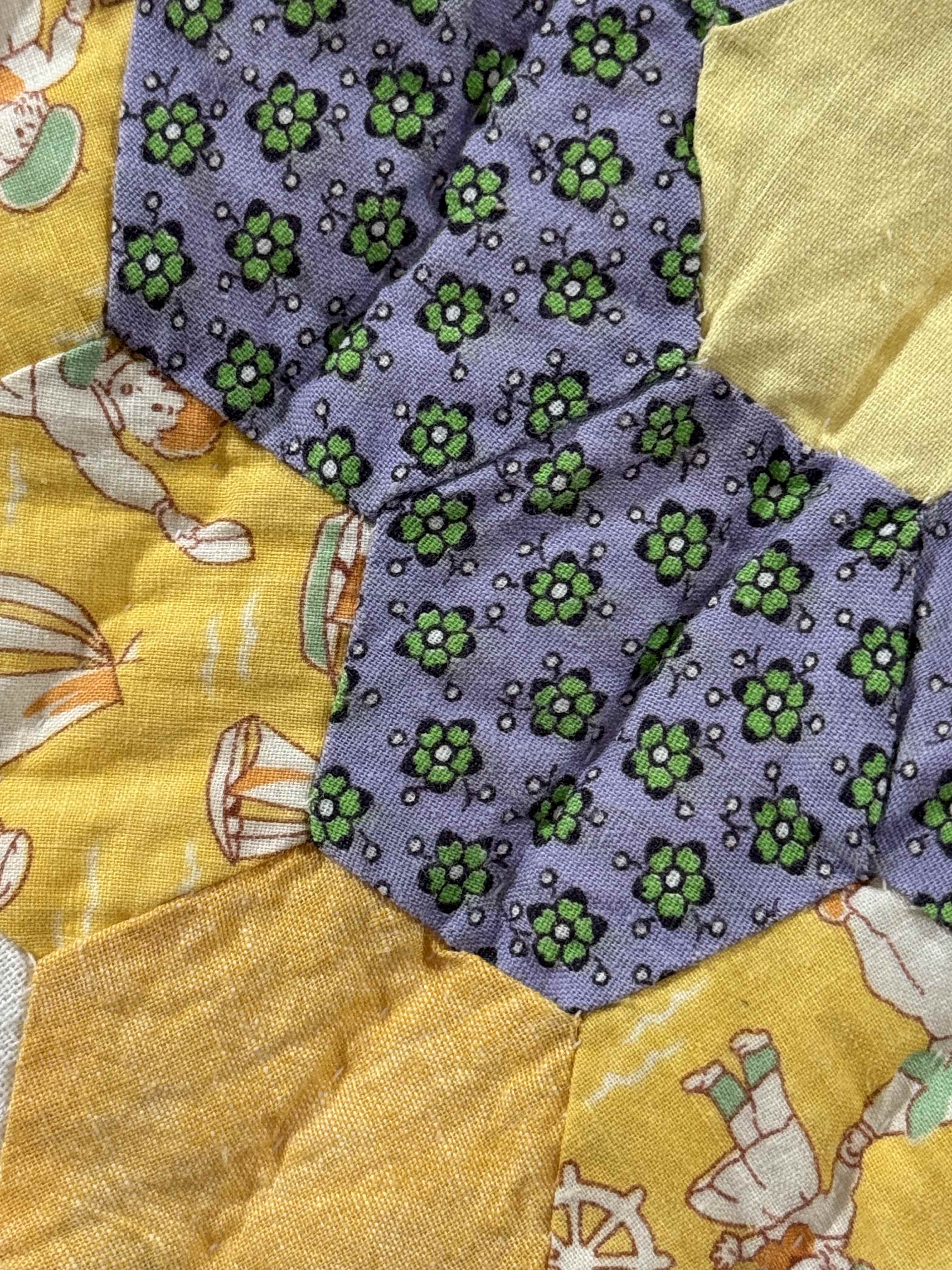 Vintage Grandmother's Flower Garden Crib Quilt