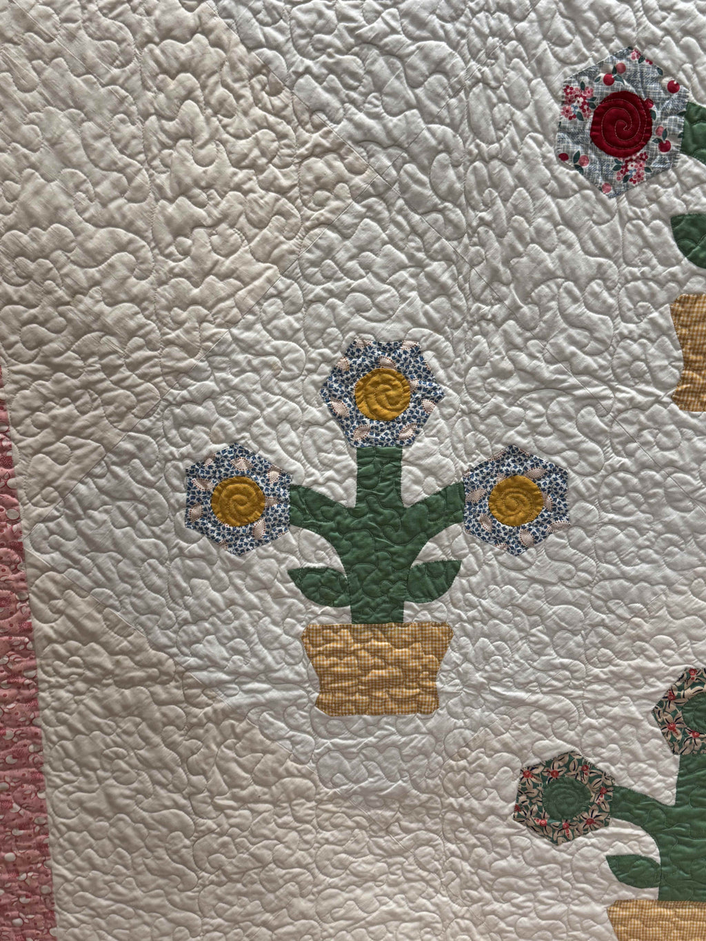 Vintage Flower Pot Garden Appliqué Quilt