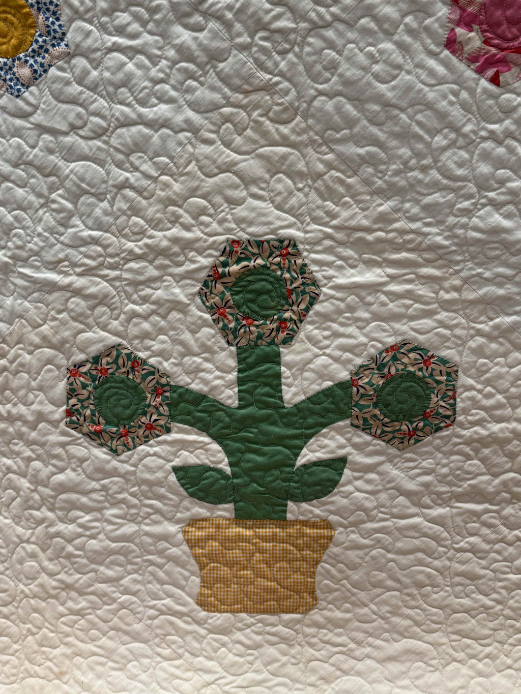 Vintage Flower Pot Garden Appliqué Quilt
