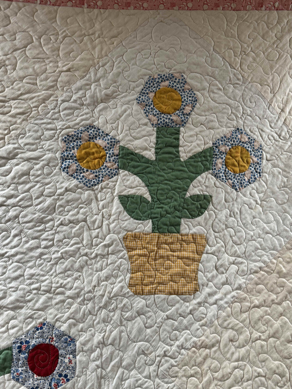 Vintage Flower Pot Garden Appliqué Quilt