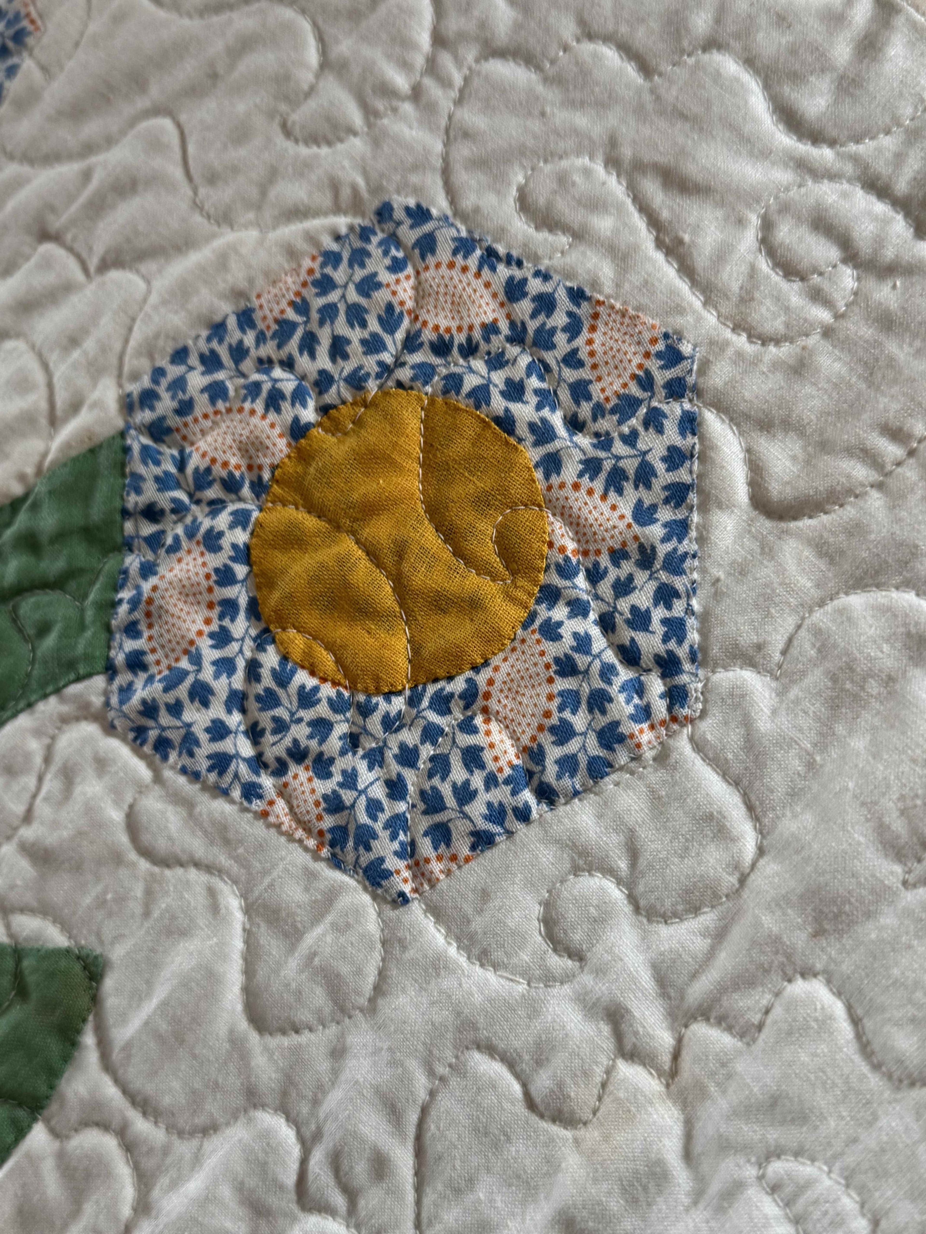 Vintage Flower Pot Garden Appliqué Quilt