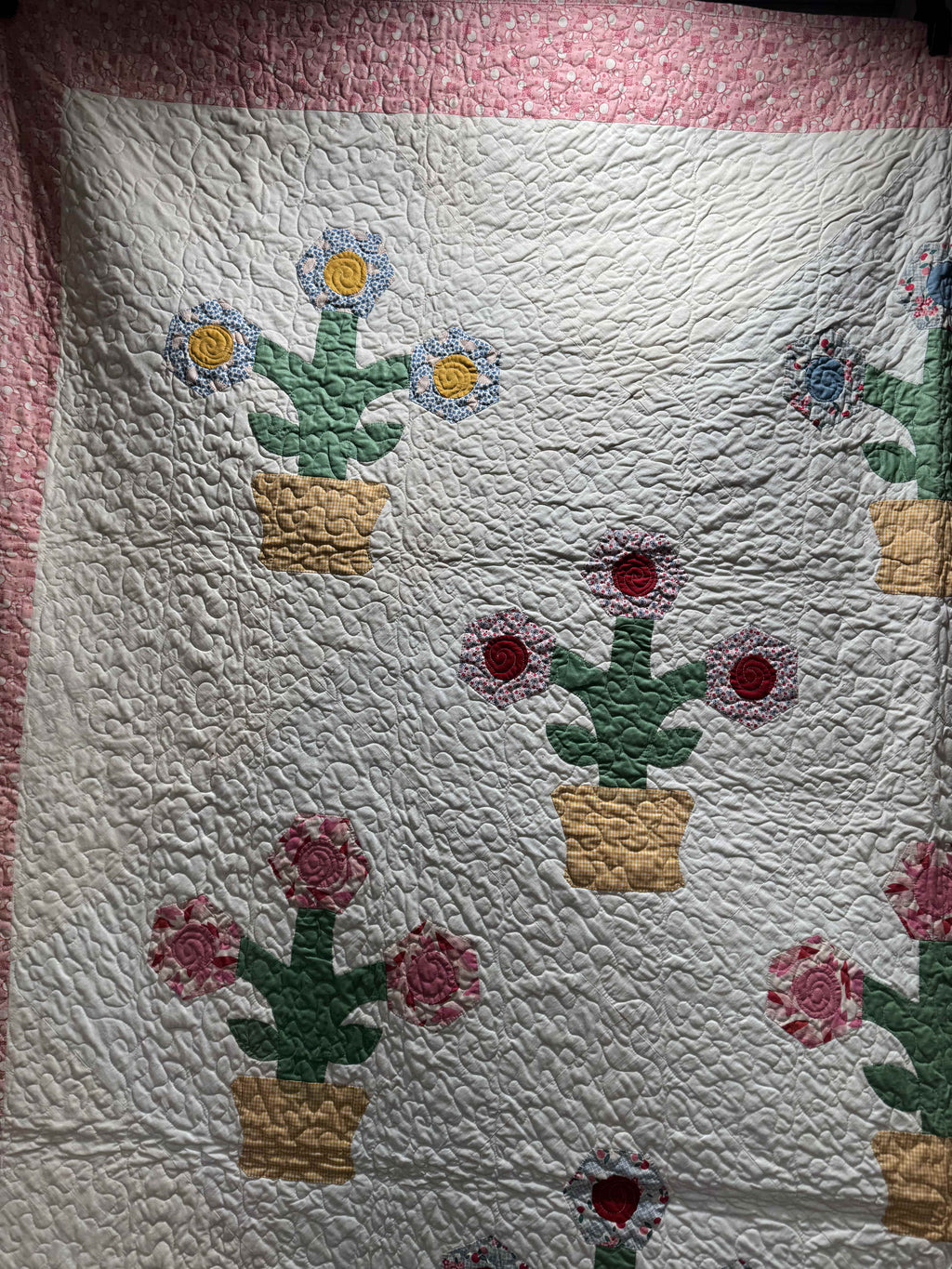 Vintage Flower Pot Garden Appliqué Quilt