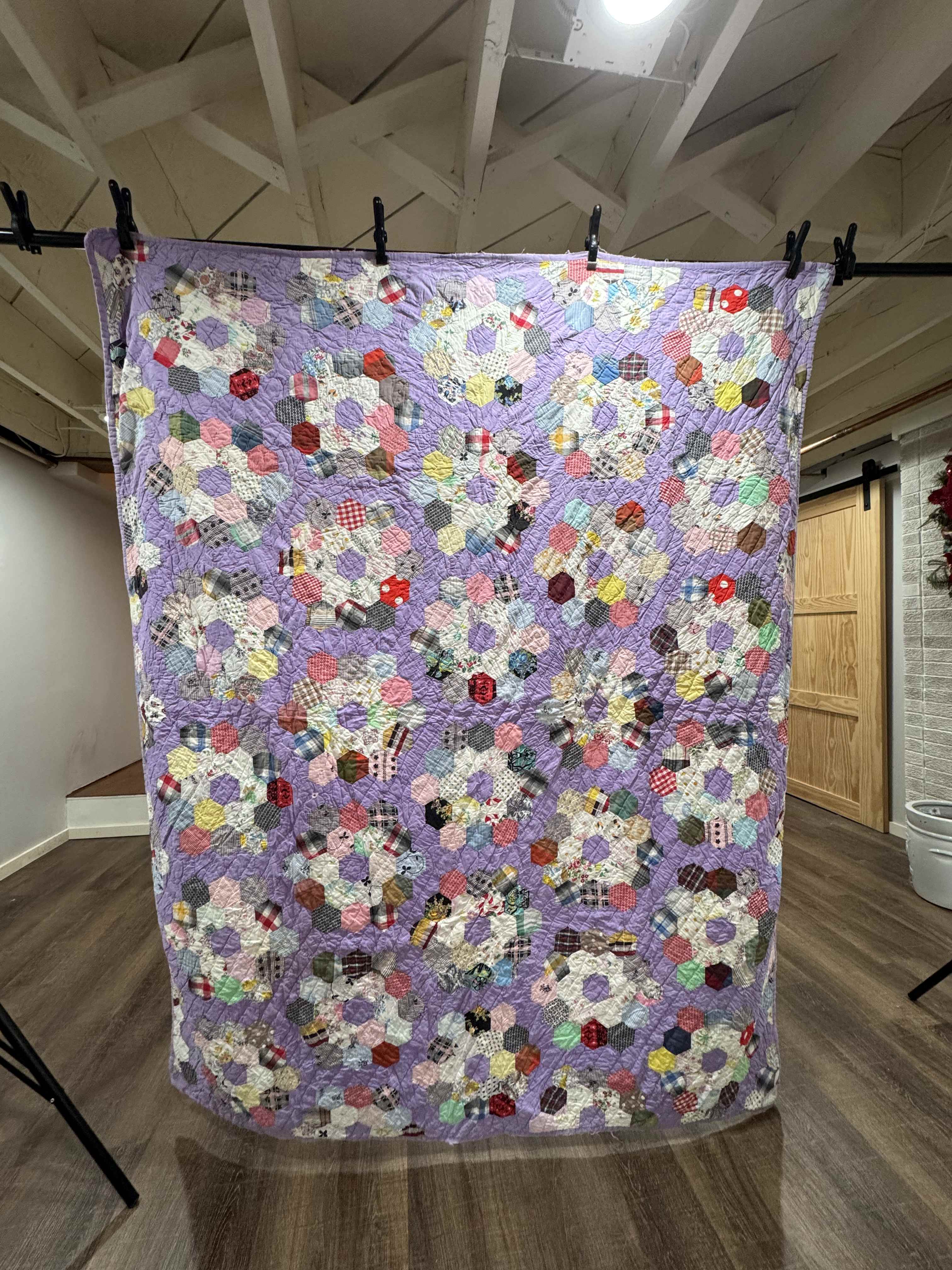 ** SOLD Vintage Grandmother's Flower Garden Quilt SOLD**
