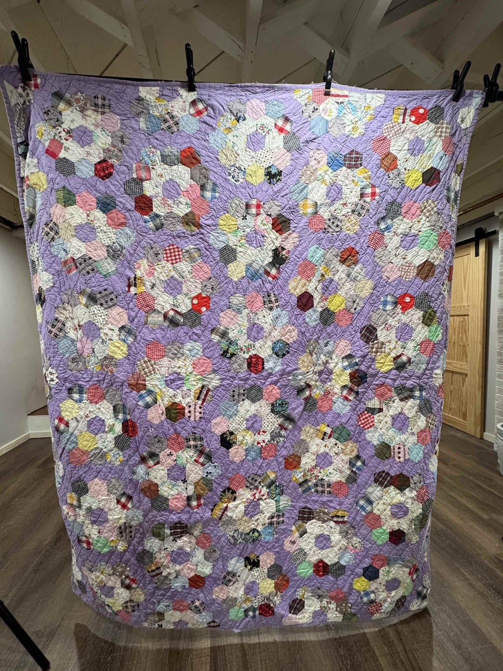 ** SOLD Vintage Grandmother's Flower Garden Quilt SOLD**
