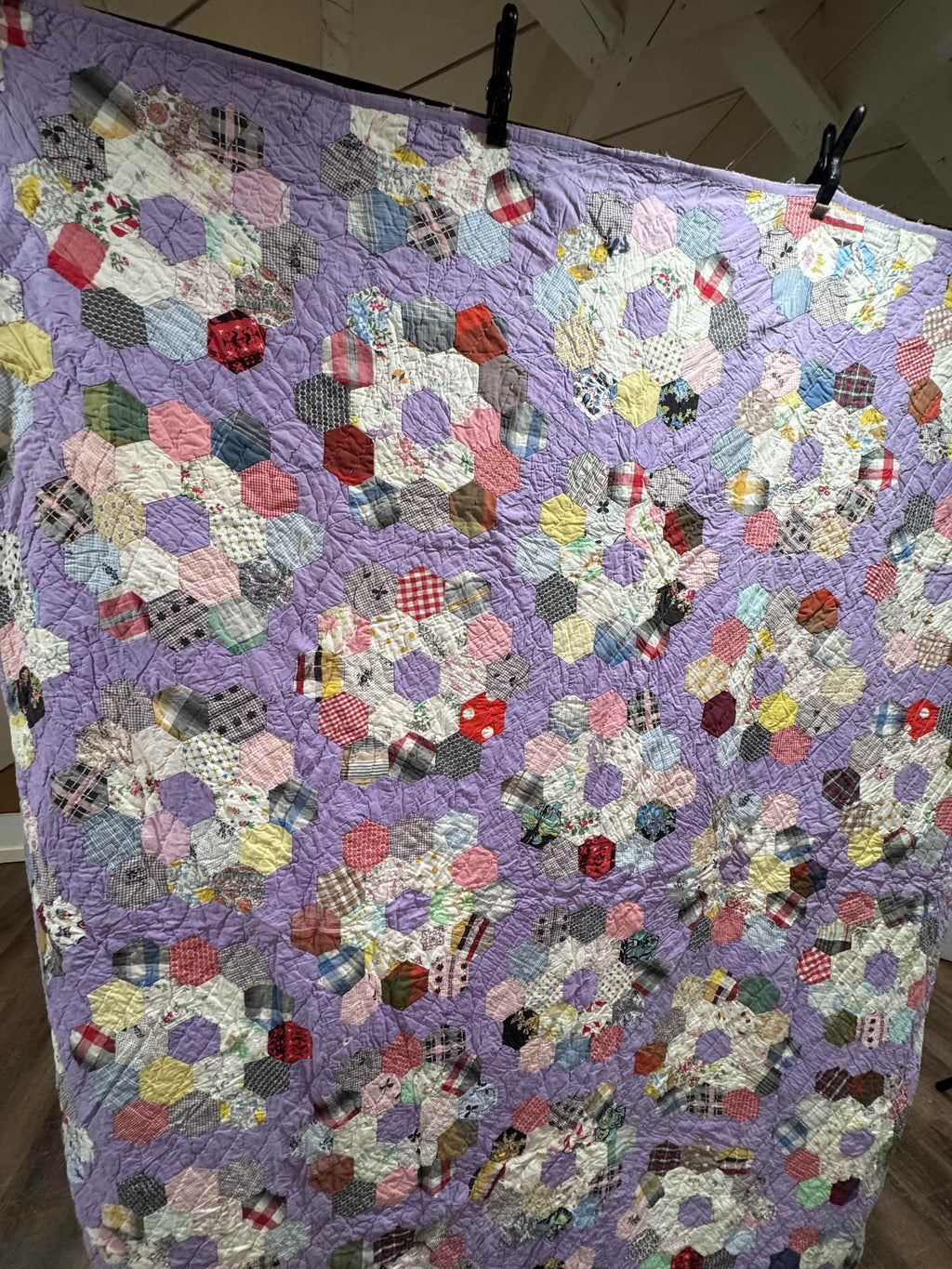 ** SOLD Vintage Grandmother's Flower Garden Quilt SOLD**