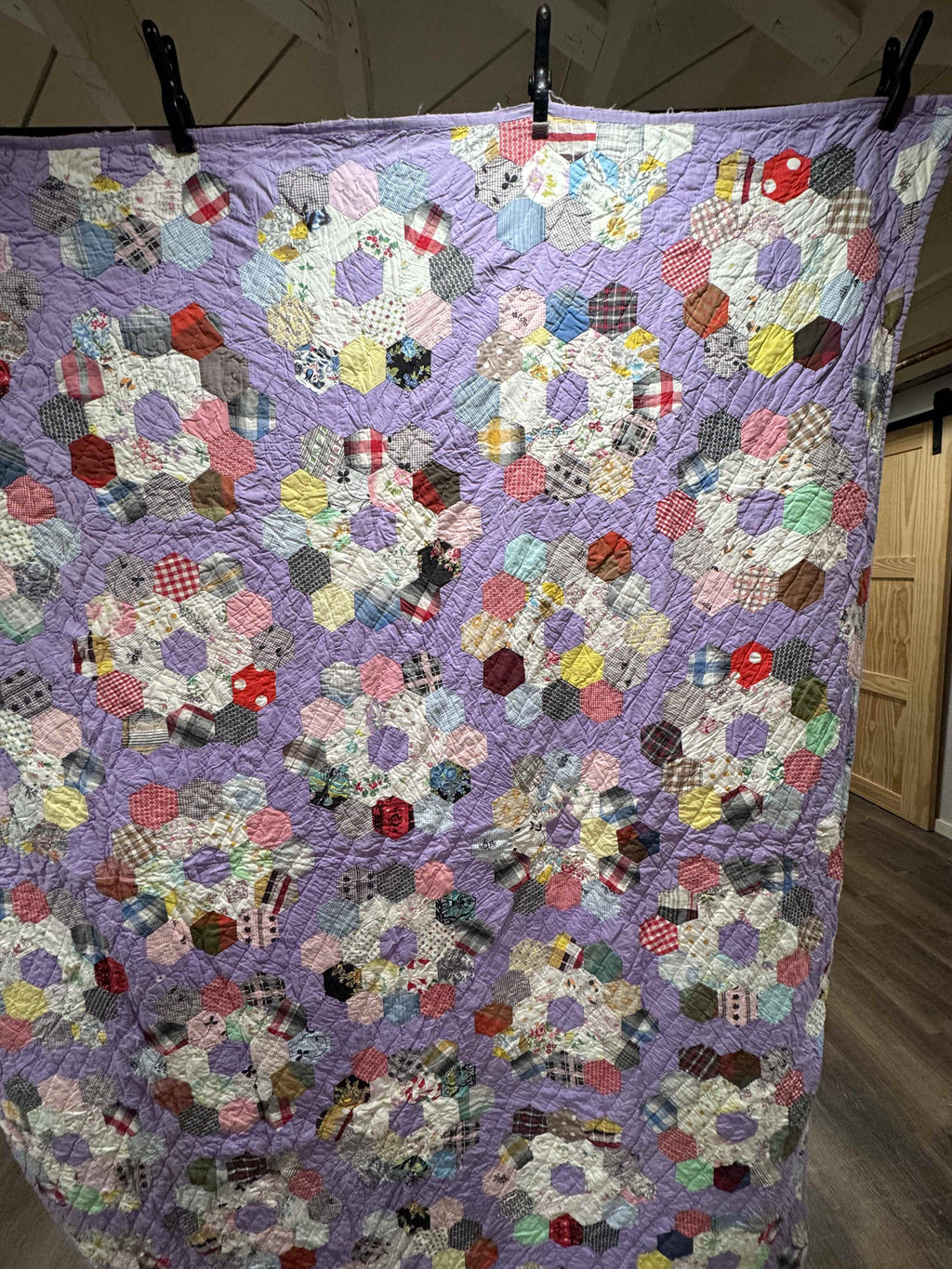 ** SOLD Vintage Grandmother's Flower Garden Quilt SOLD**