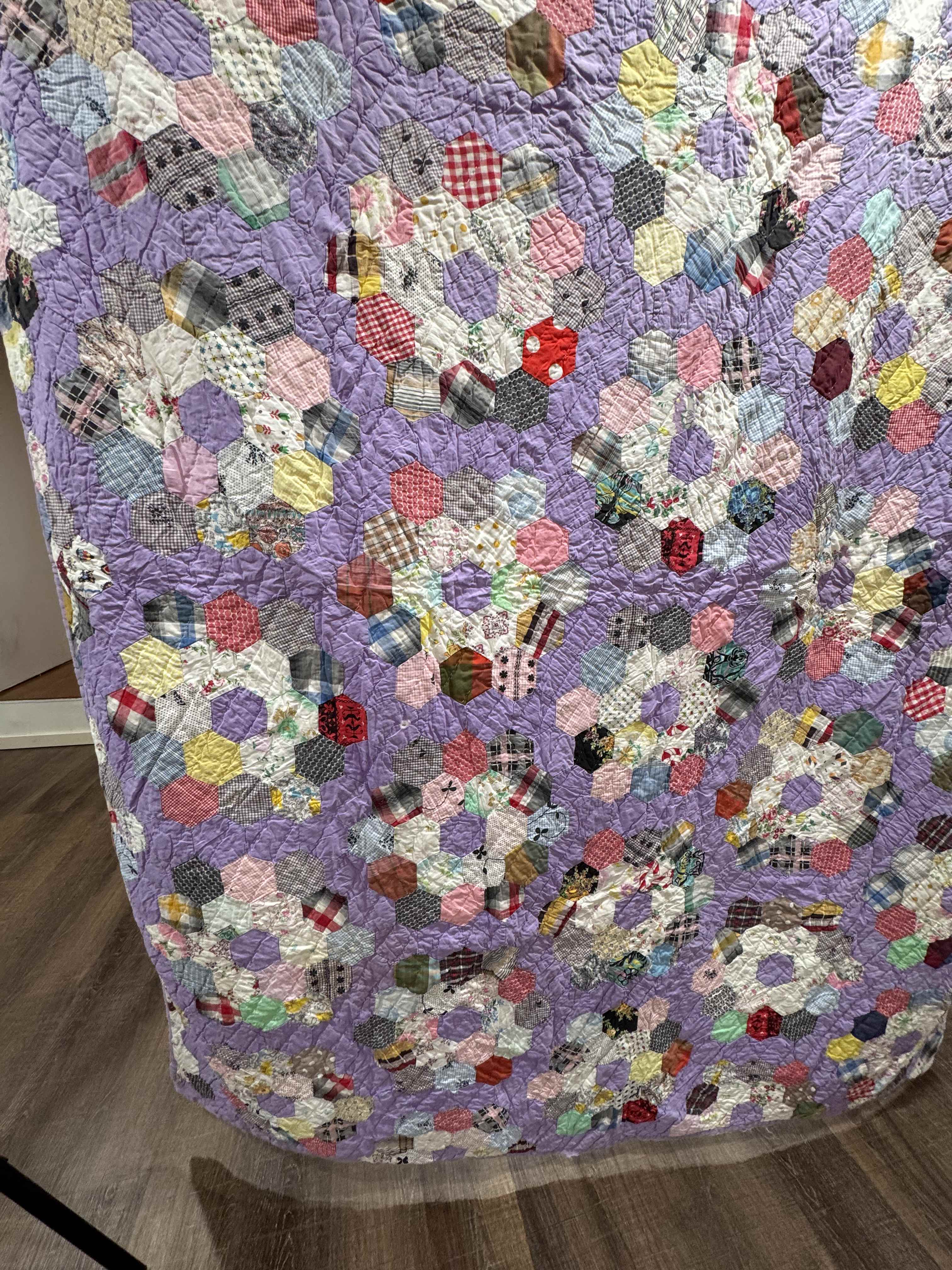 ** SOLD Vintage Grandmother's Flower Garden Quilt SOLD**