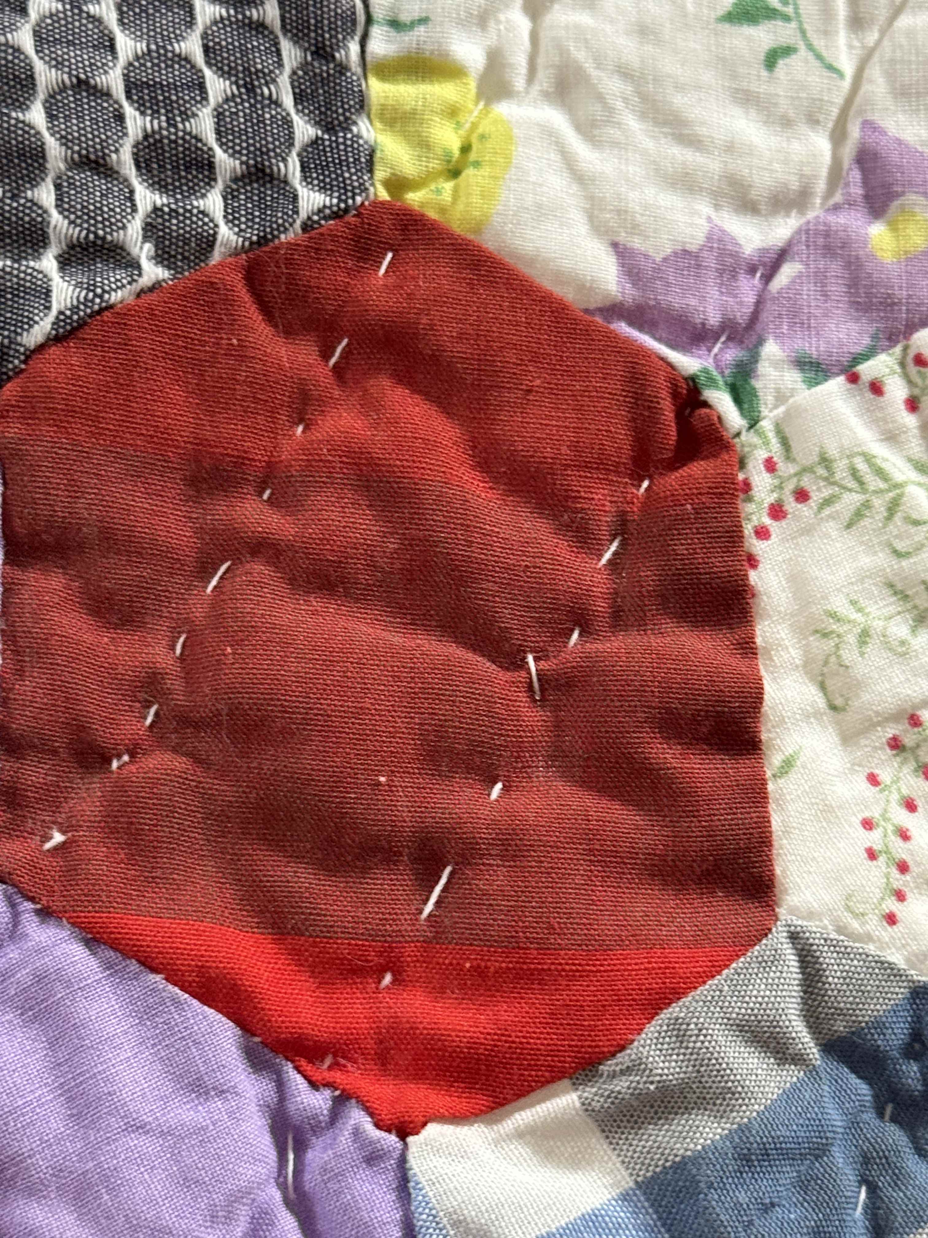 ** SOLD Vintage Grandmother's Flower Garden Quilt SOLD**