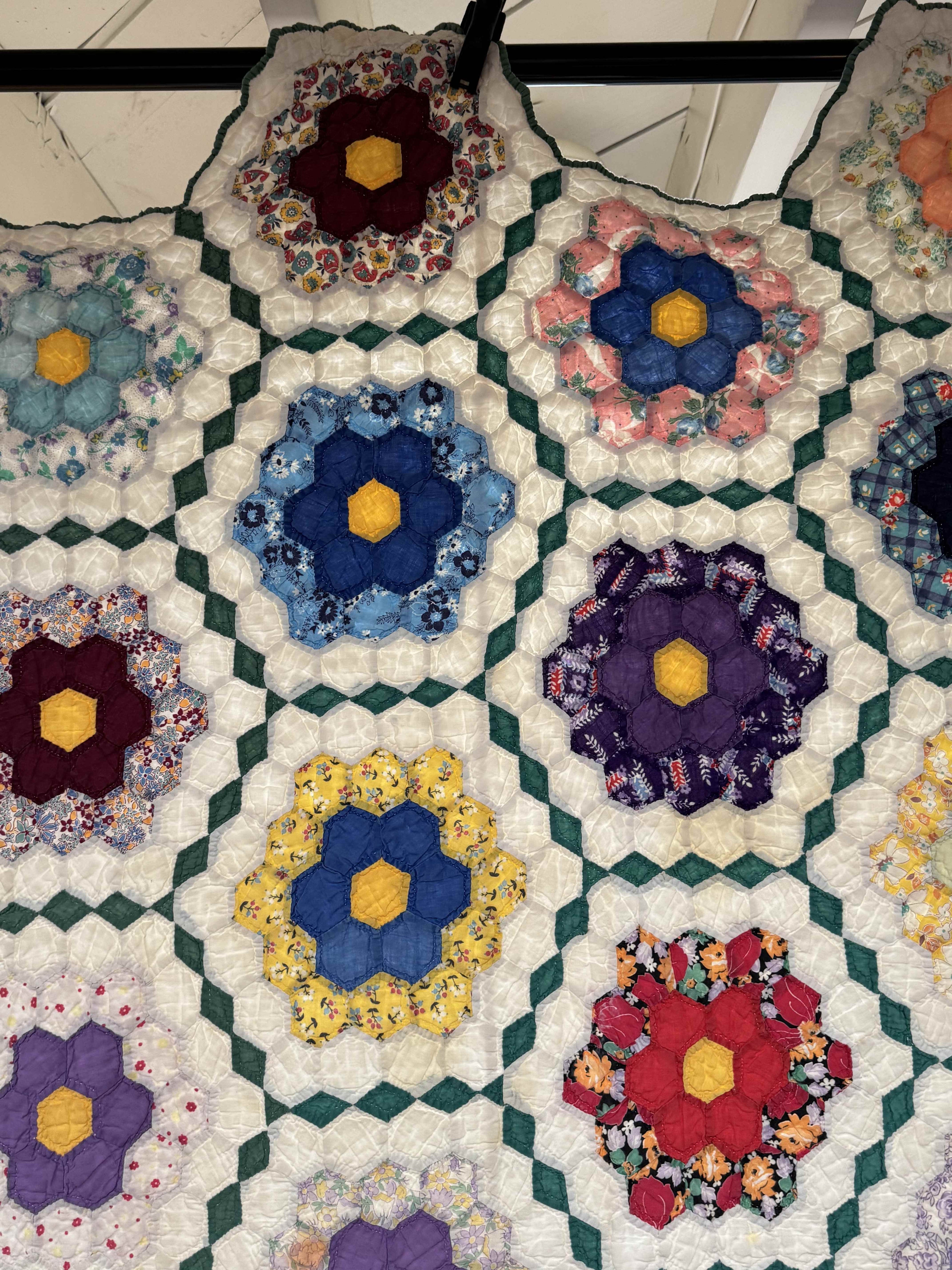 Vintage Grandmother's Flower Garden Quilt with Provenance