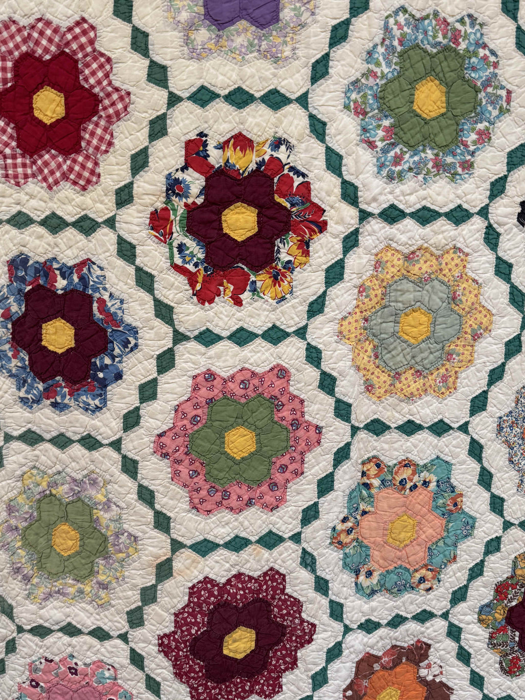 Vintage Grandmother's Flower Garden Quilt with Provenance