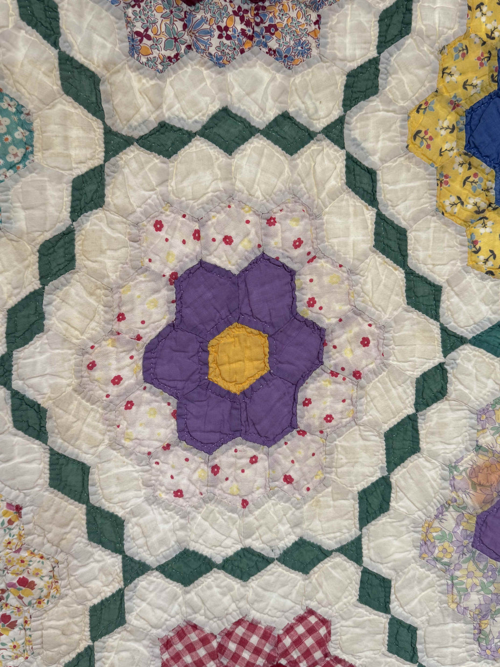 Vintage Grandmother's Flower Garden Quilt with Provenance