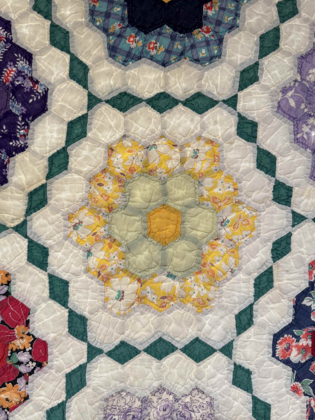 Vintage Grandmother's Flower Garden Quilt with Provenance