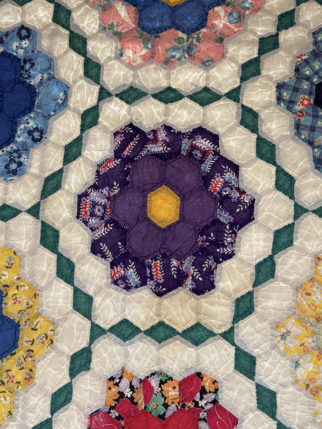 Vintage Grandmother's Flower Garden Quilt with Provenance