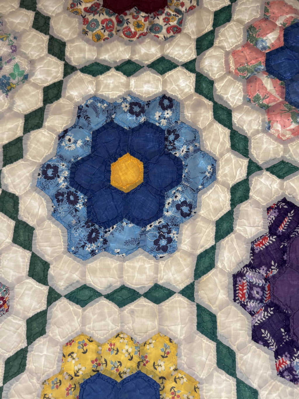 Vintage Grandmother's Flower Garden Quilt with Provenance