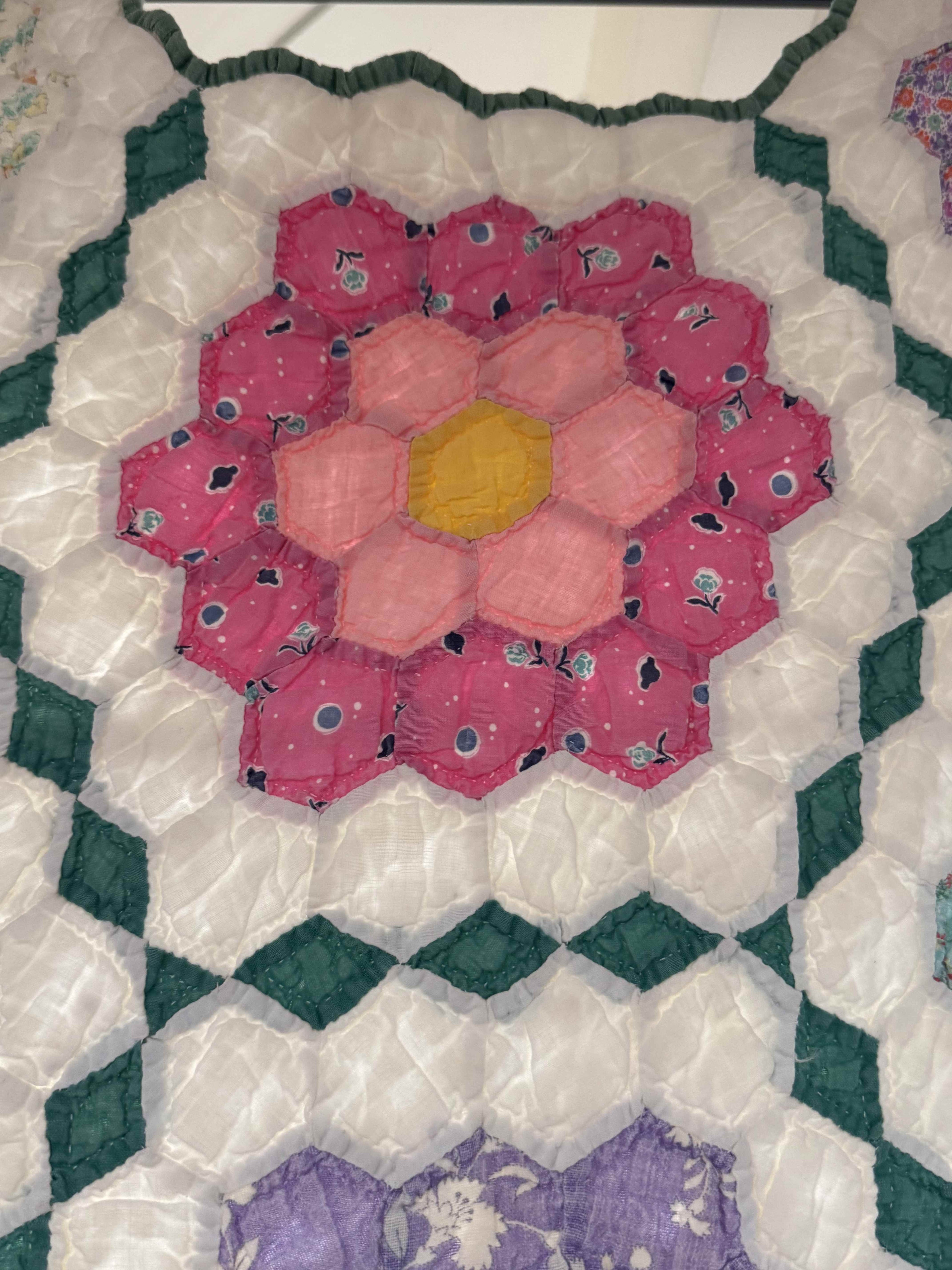 Vintage Grandmother's Flower Garden Quilt with Provenance
