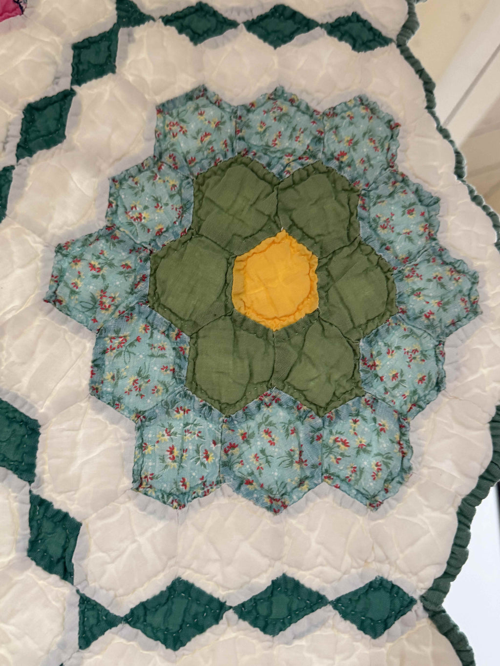 Vintage Grandmother's Flower Garden Quilt with Provenance