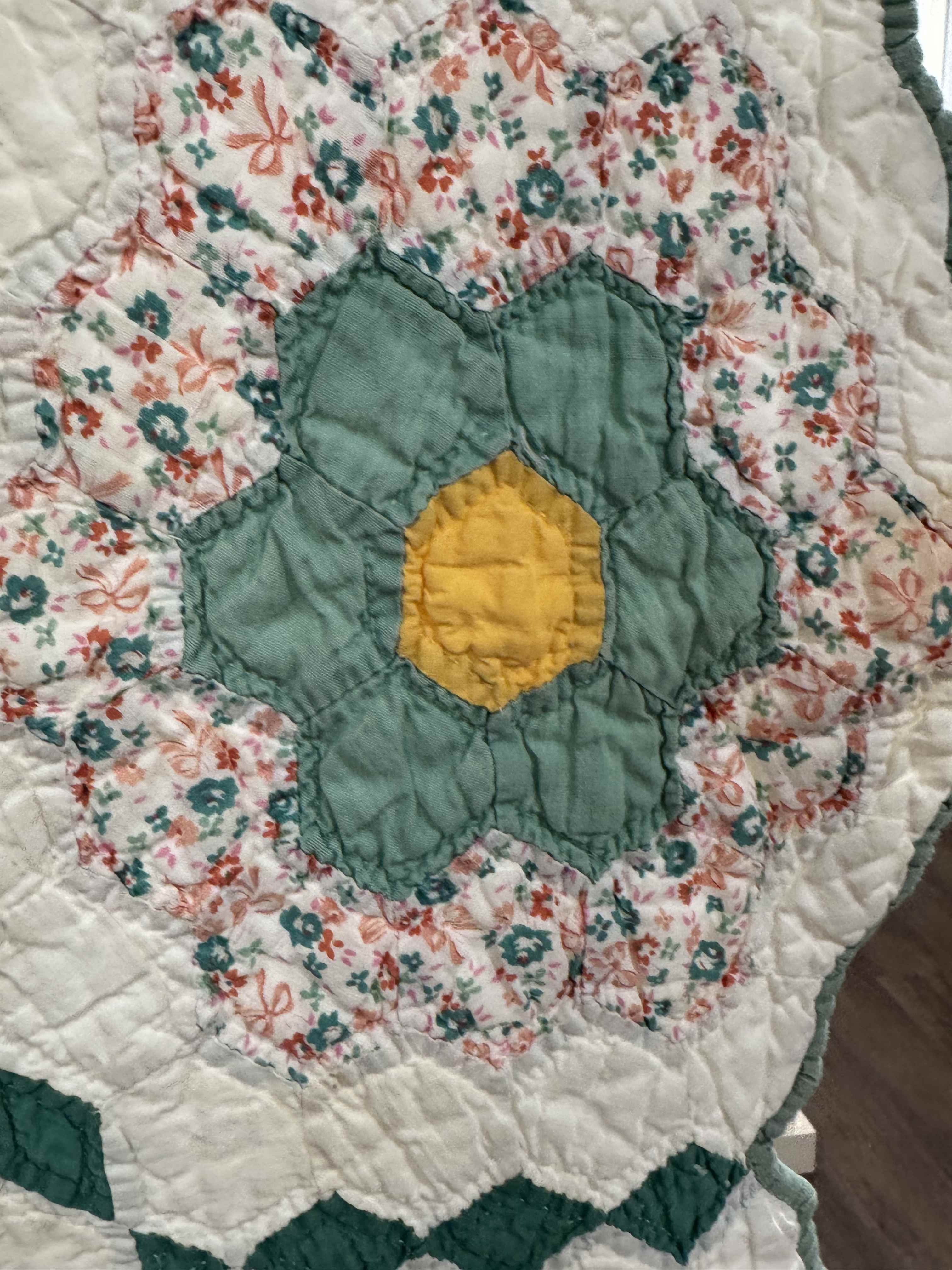 Vintage Grandmother's Flower Garden Quilt with Provenance