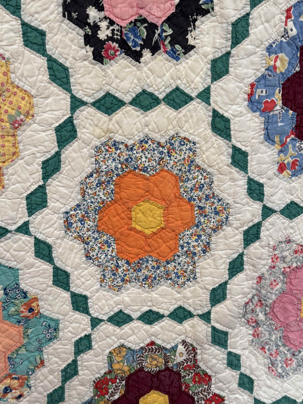 Vintage Grandmother's Flower Garden Quilt with Provenance