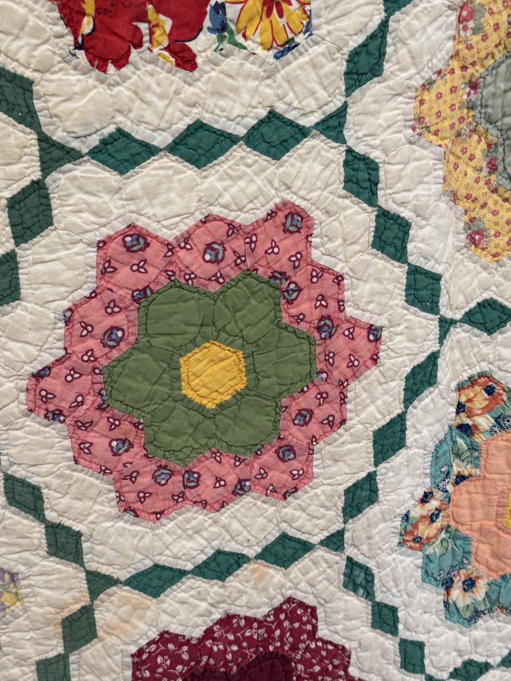 Vintage Grandmother's Flower Garden Quilt with Provenance