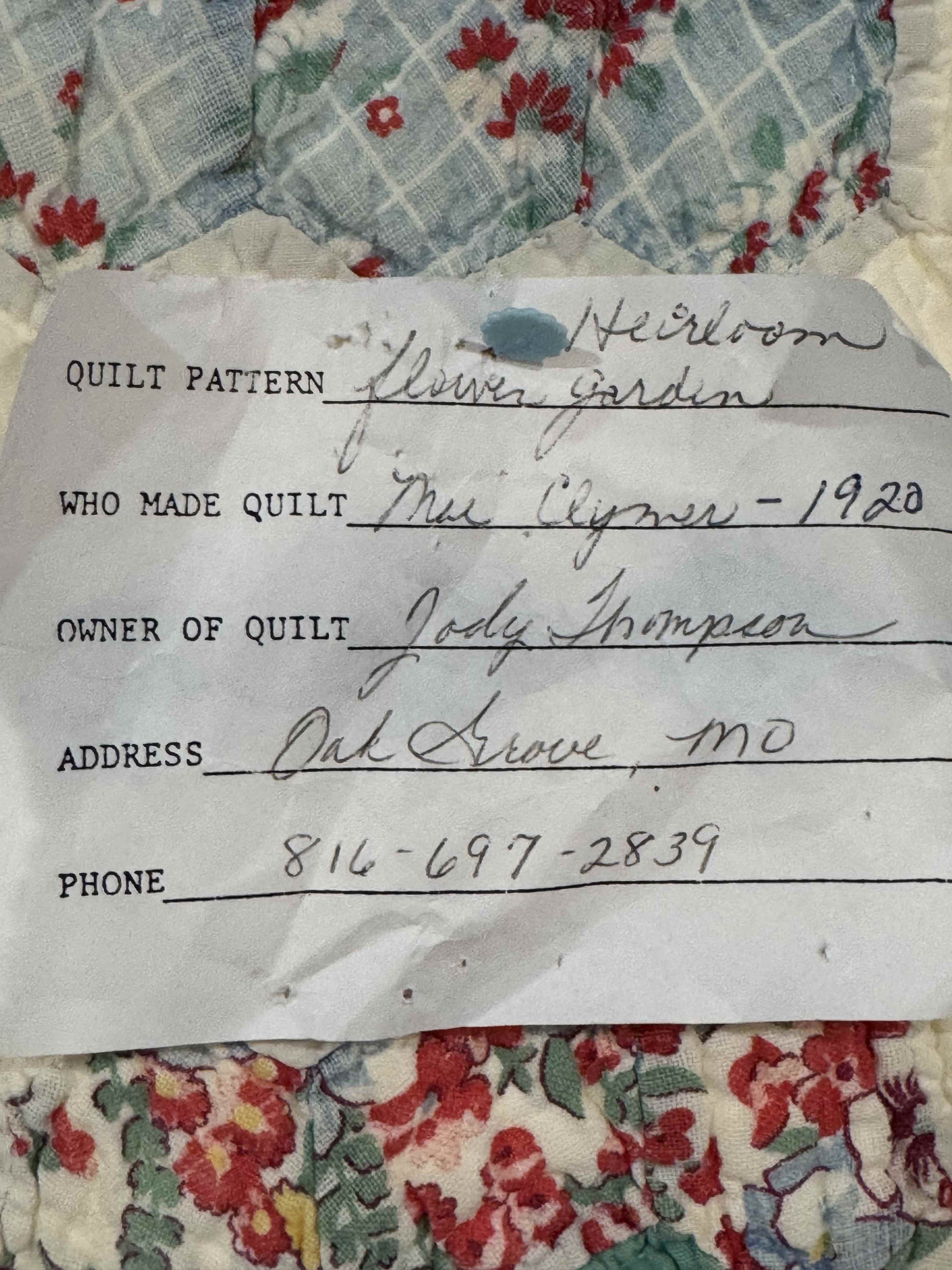 Vintage Grandmother's Flower Garden Quilt with Provenance