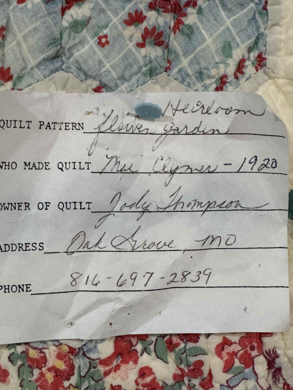 Vintage Grandmother's Flower Garden Quilt with Provenance