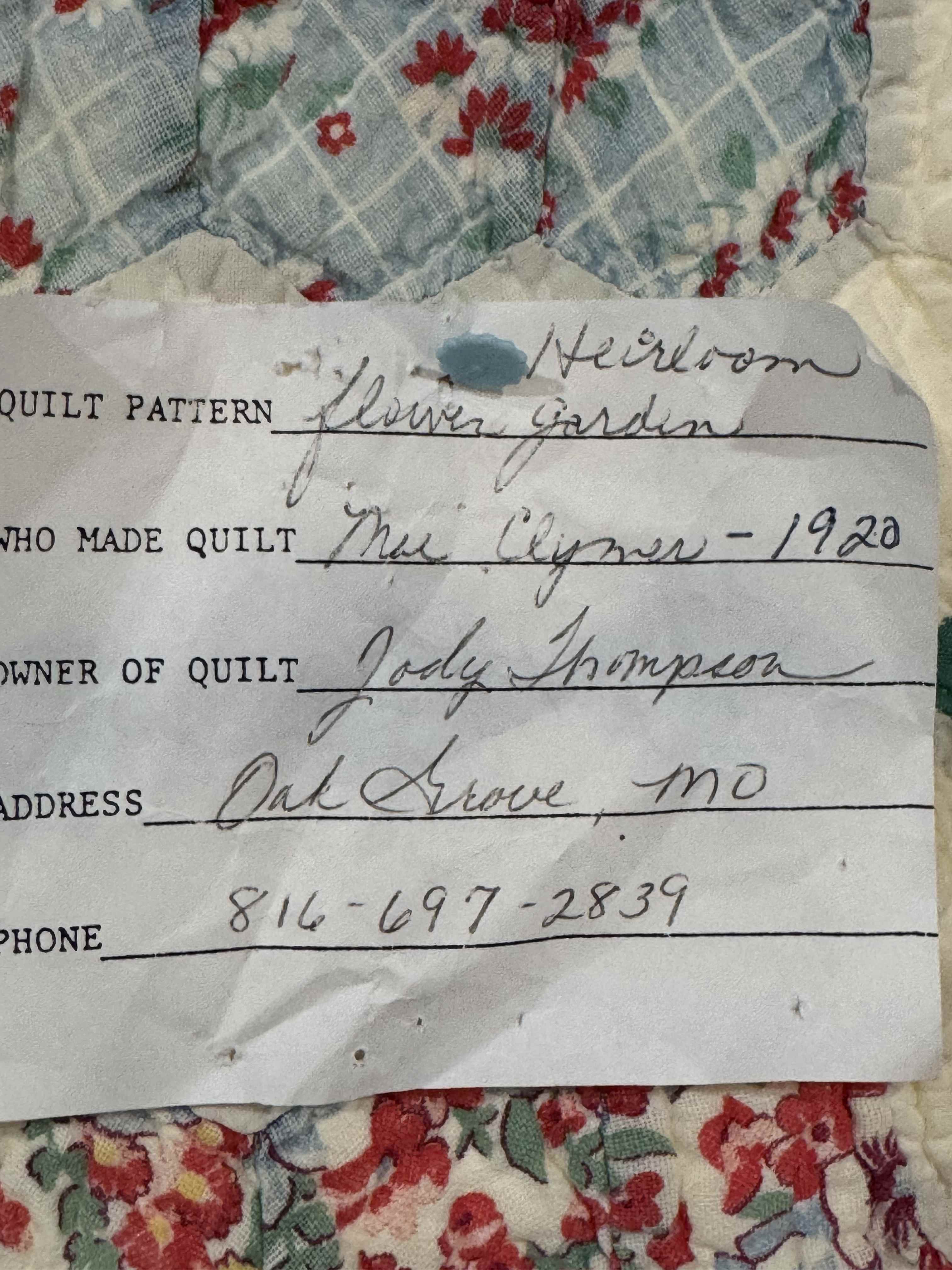 Vintage Grandmother's Flower Garden Quilt with Provenance