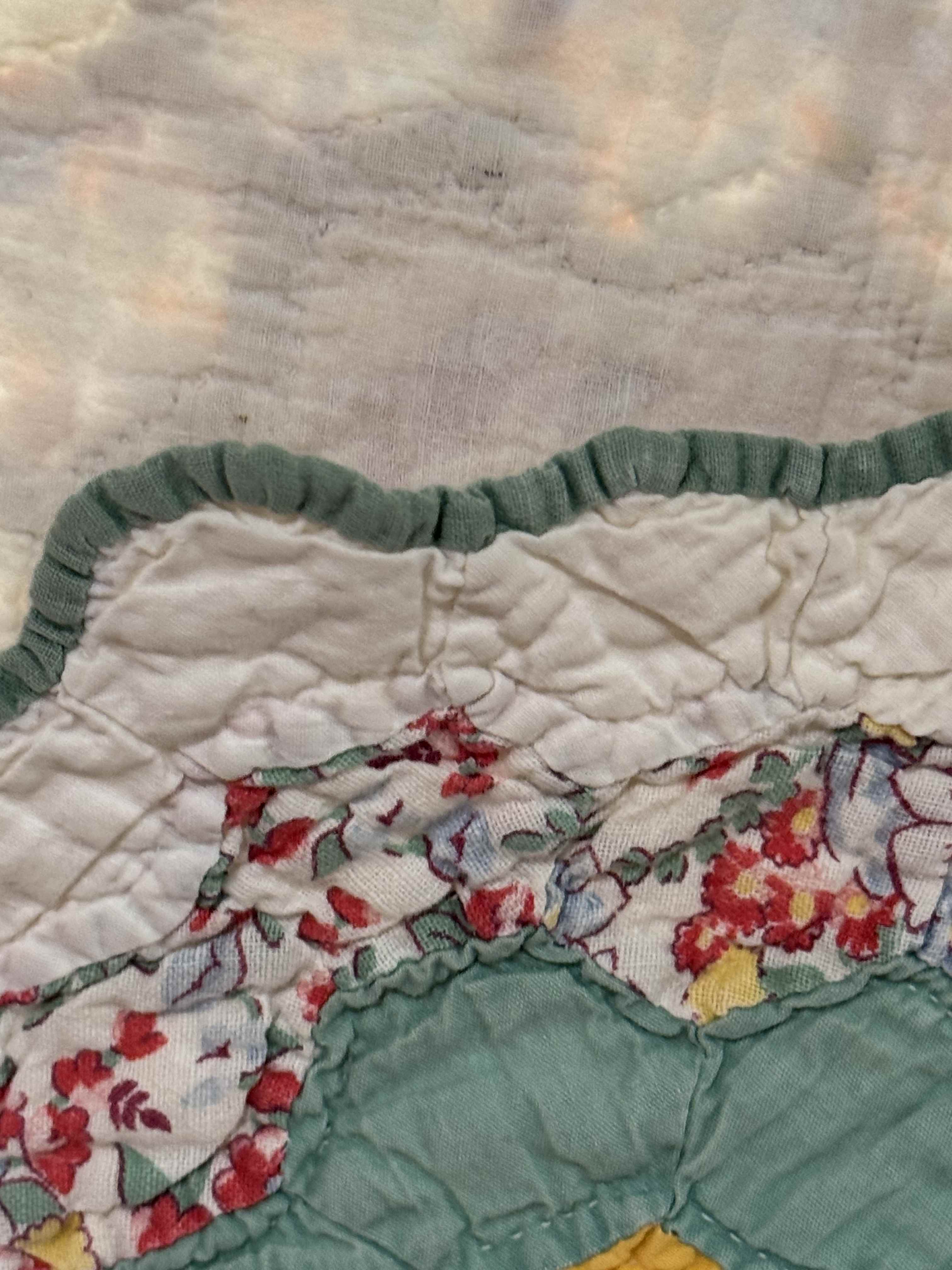 Vintage Grandmother's Flower Garden Quilt with Provenance